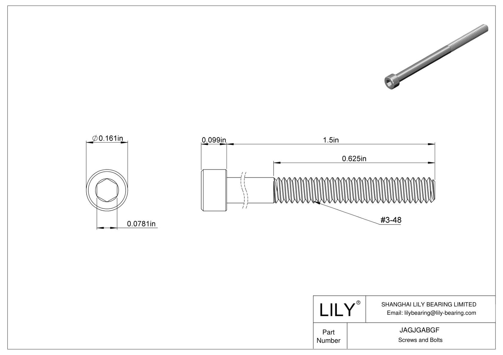 JAGJGABGF 18-8 Stainless Steel Socket Head Screws cad drawing