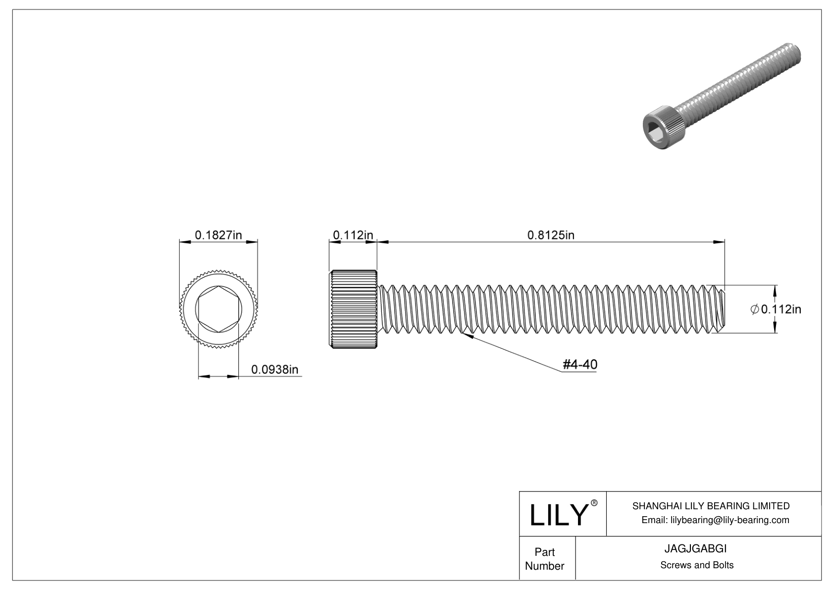 JAGJGABGI 18-8 Stainless Steel Socket Head Screws cad drawing