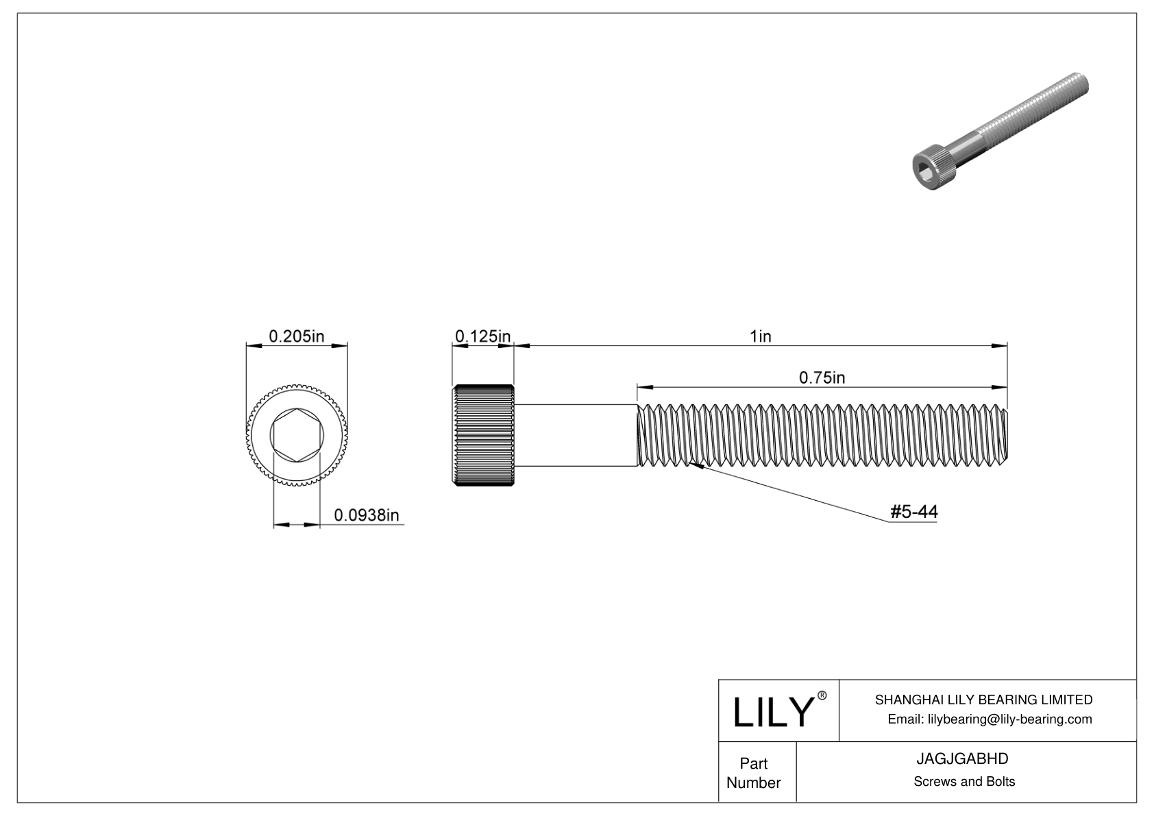 JAGJGABHD 18-8 Stainless Steel Socket Head Screws cad drawing