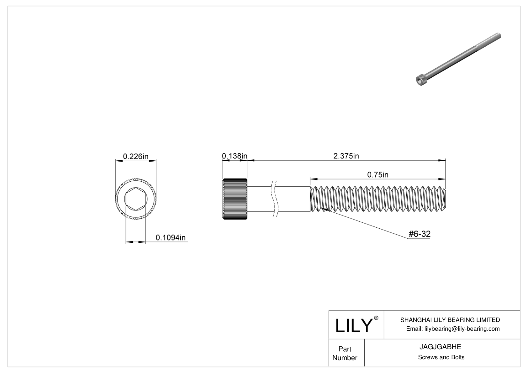 JAGJGABHE 18-8 Stainless Steel Socket Head Screws cad drawing