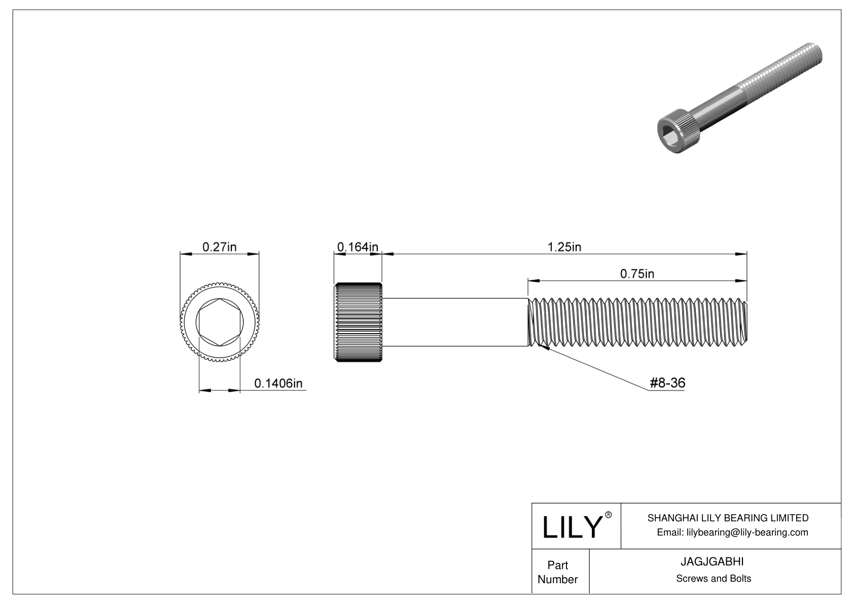 JAGJGABHI 18-8 Stainless Steel Socket Head Screws cad drawing