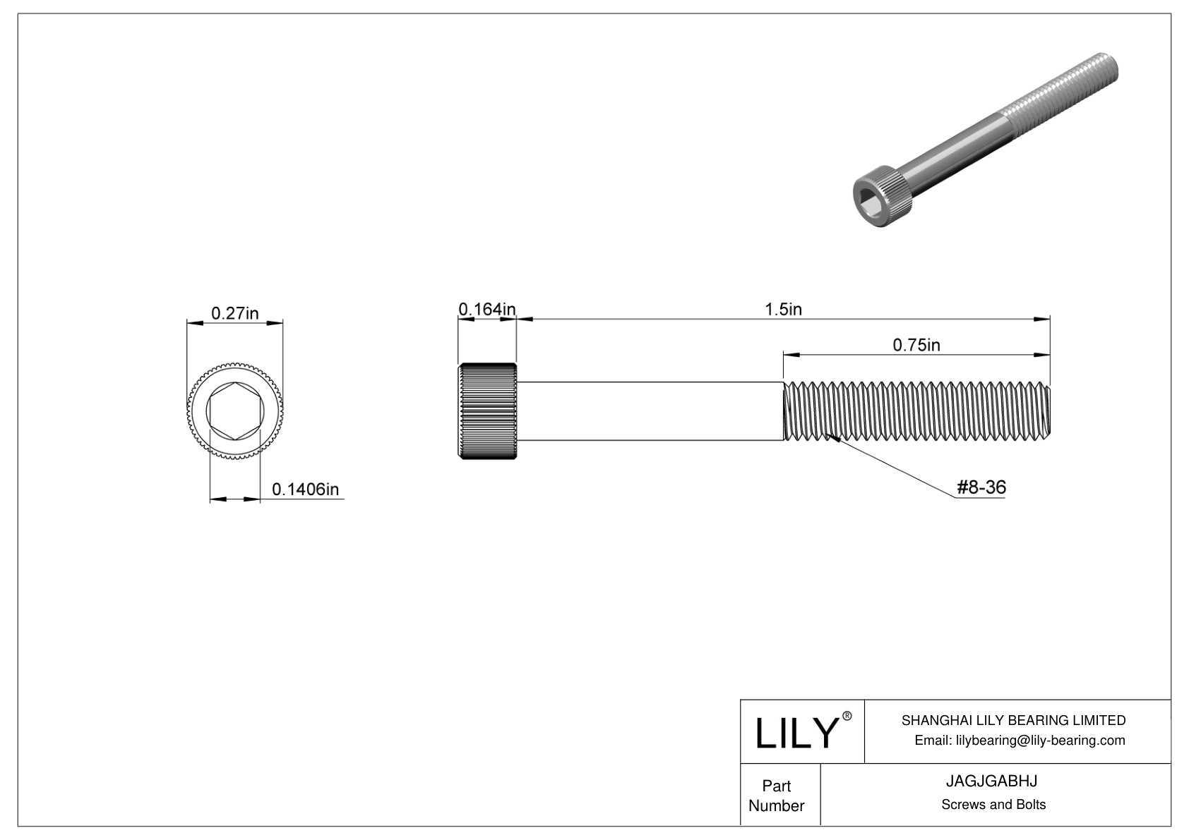 JAGJGABHJ 18-8 Stainless Steel Socket Head Screws cad drawing