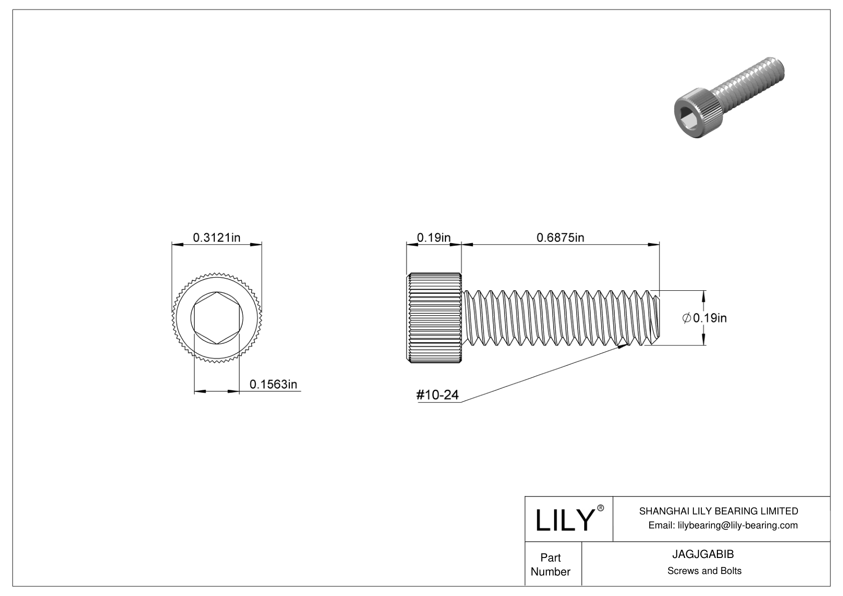 JAGJGABIB Tornillos de cabeza cilíndrica de acero inoxidable 18-8 cad drawing