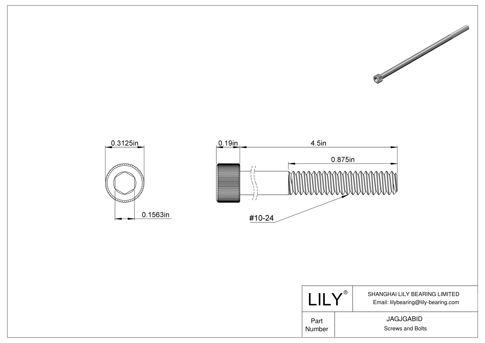 JAGJGABID 18-8 Stainless Steel Socket Head Screws cad drawing