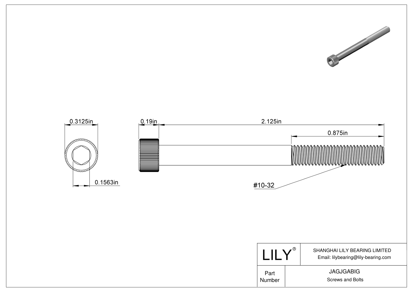 JAGJGABIG Tornillos de cabeza cilíndrica de acero inoxidable 18-8 cad drawing