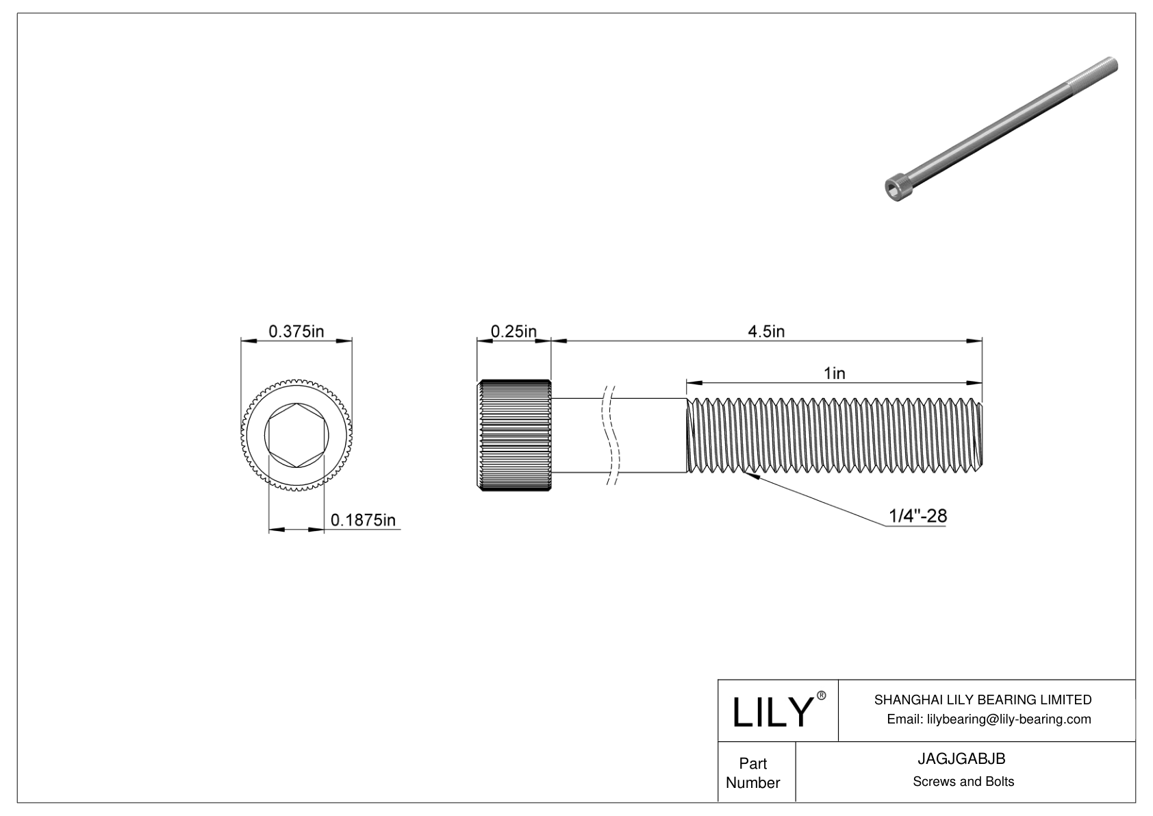 JAGJGABJB 18-8 Stainless Steel Socket Head Screws cad drawing