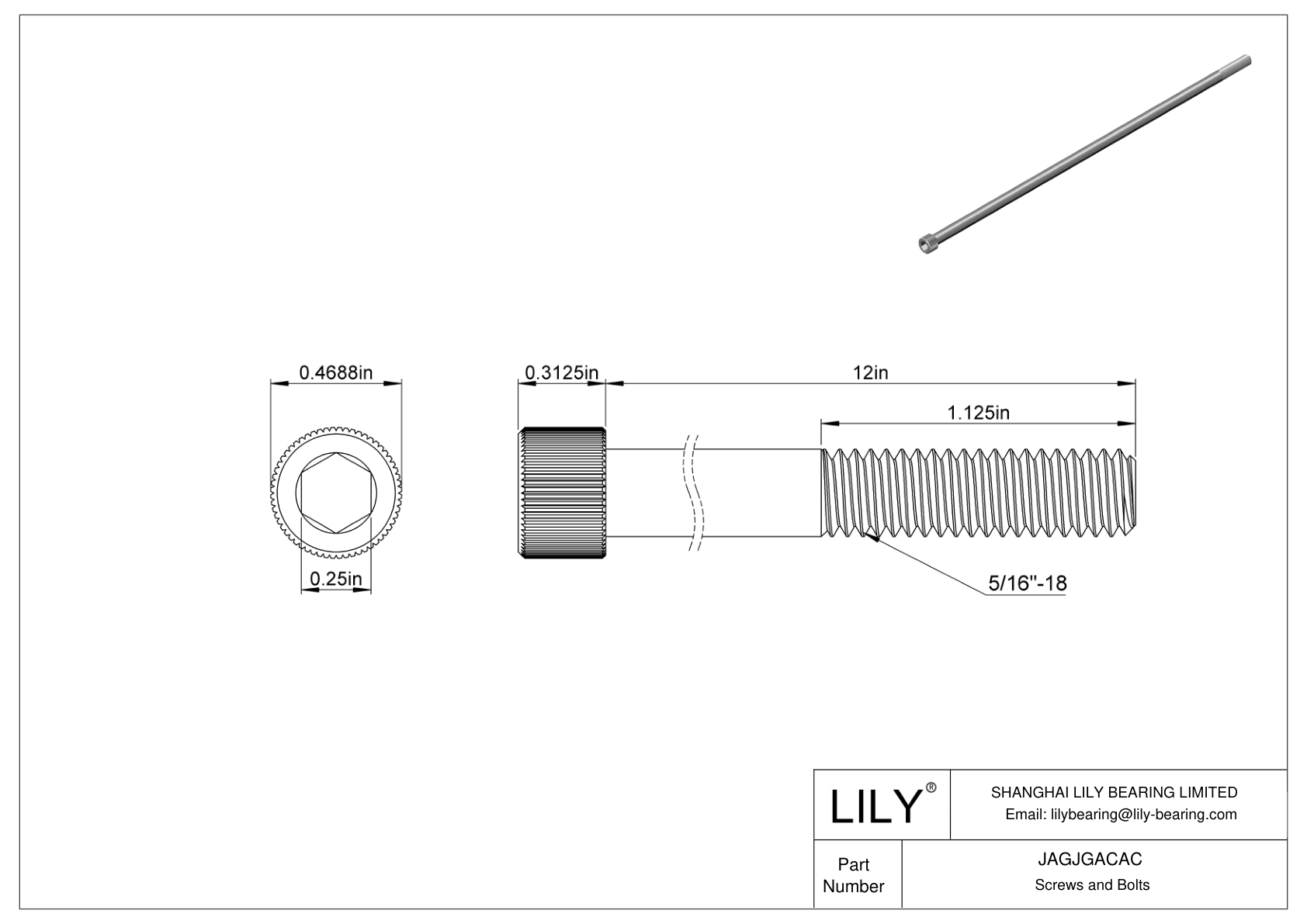 JAGJGACAC 18-8 Stainless Steel Socket Head Screws cad drawing