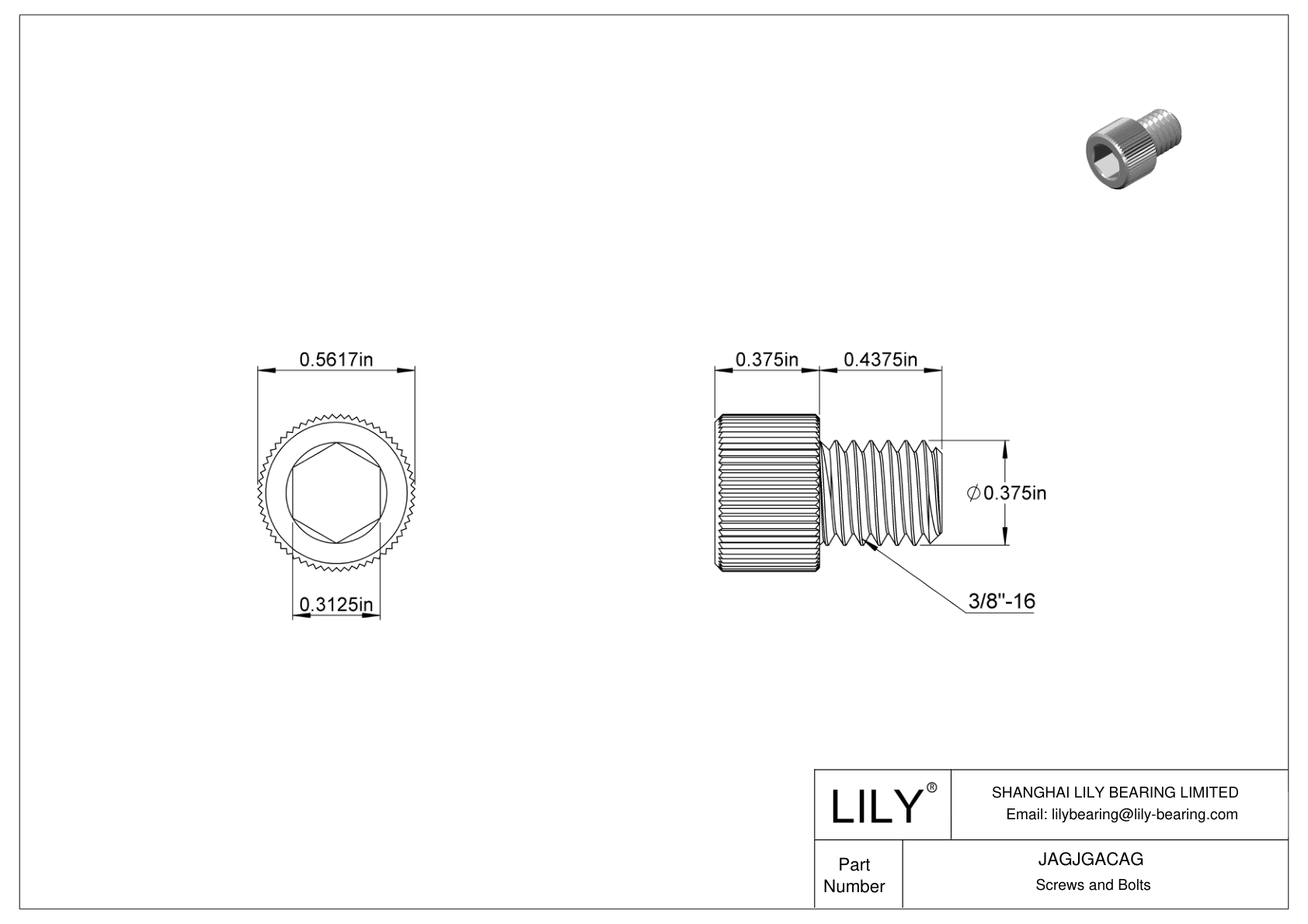 JAGJGACAG Tornillos de cabeza cilíndrica de acero inoxidable 18-8 cad drawing