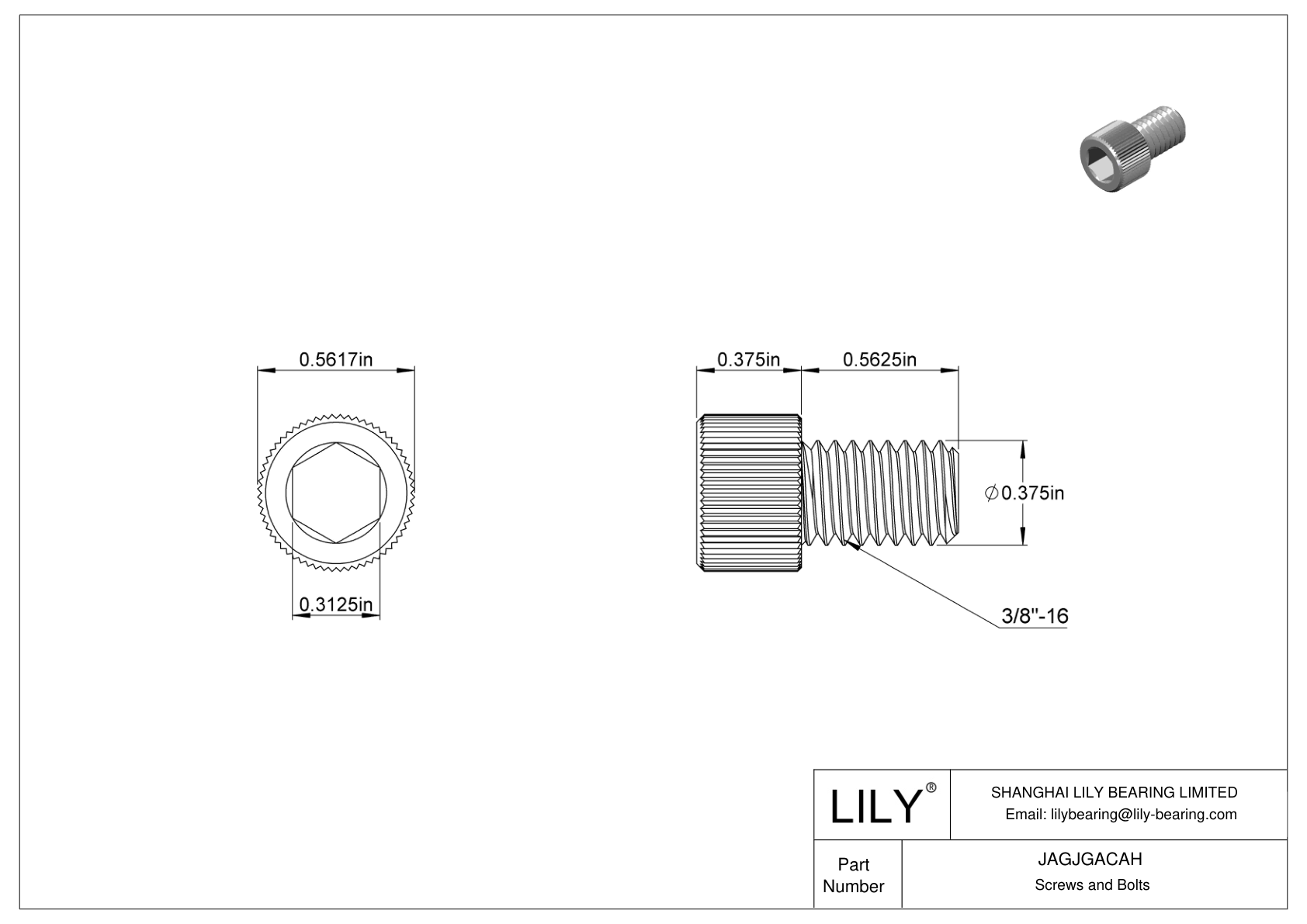 JAGJGACAH 18-8 Stainless Steel Socket Head Screws cad drawing