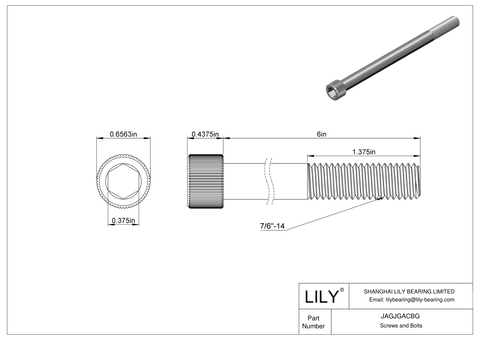 JAGJGACBG 18-8 Stainless Steel Socket Head Screws cad drawing