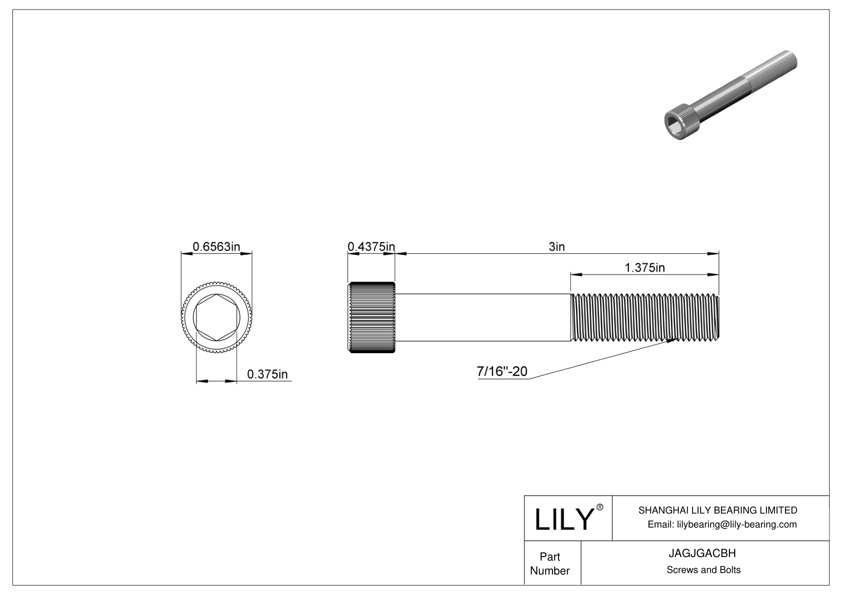 JAGJGACBH 18-8 Stainless Steel Socket Head Screws cad drawing