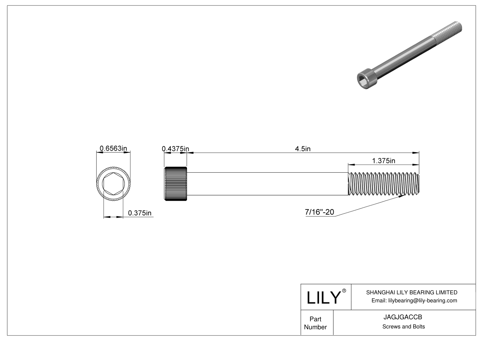 JAGJGACCB 18-8 Stainless Steel Socket Head Screws cad drawing