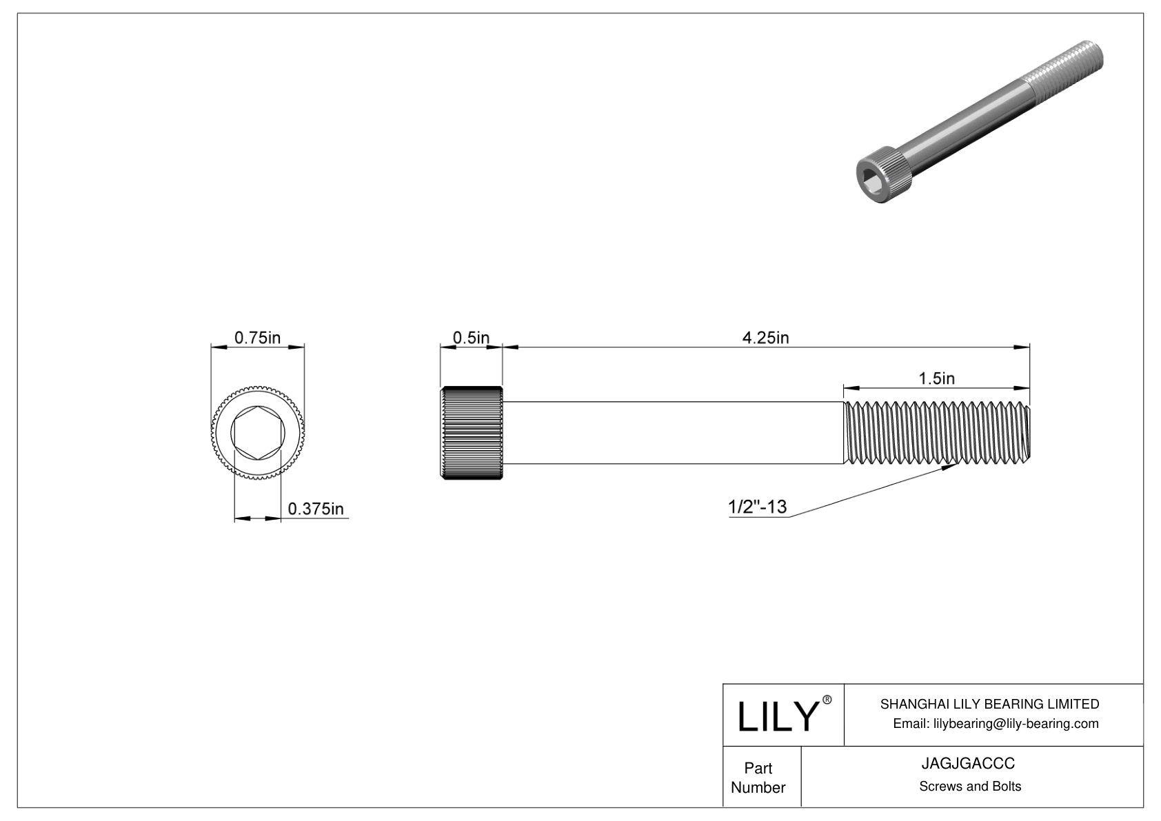 JAGJGACCC 18-8 Stainless Steel Socket Head Screws cad drawing