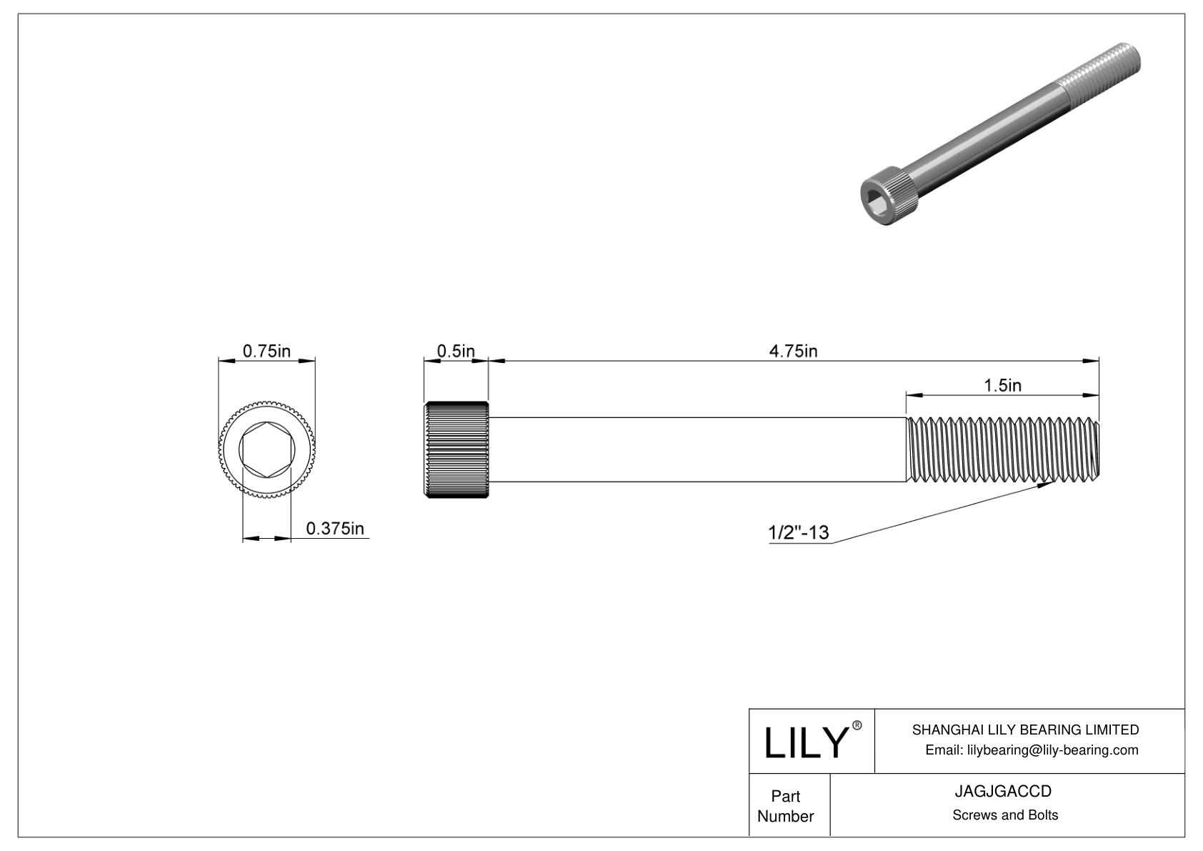 JAGJGACCD 18-8 Stainless Steel Socket Head Screws cad drawing