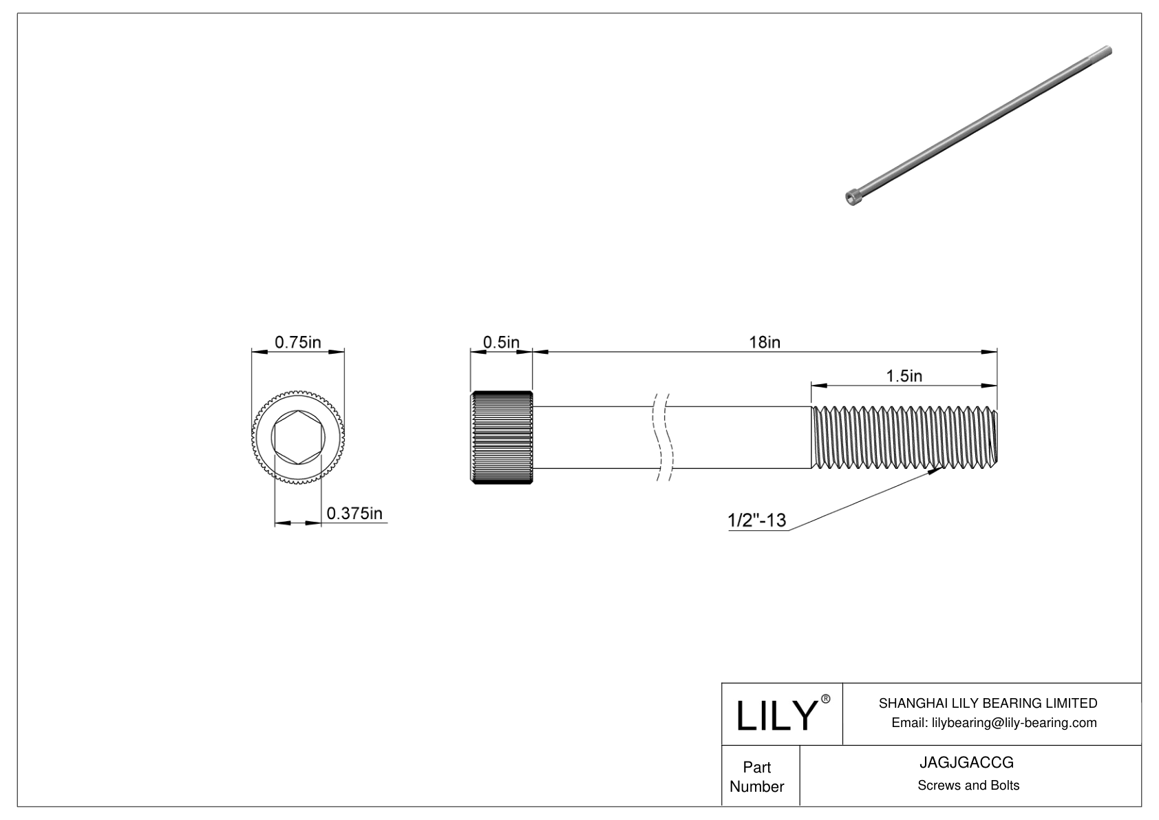 JAGJGACCG Tornillos de cabeza cilíndrica de acero inoxidable 18-8 cad drawing