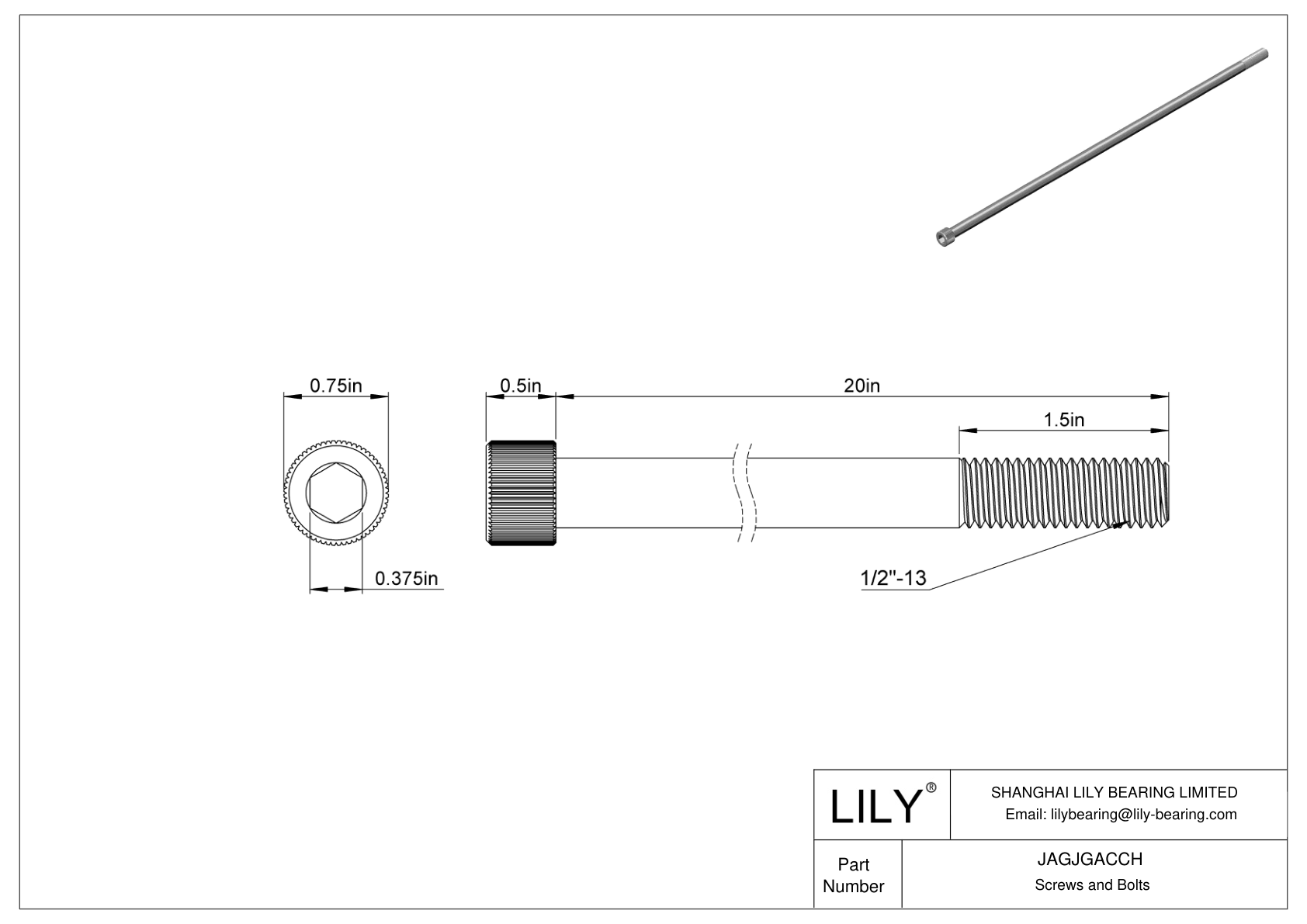 JAGJGACCH 18-8 Stainless Steel Socket Head Screws cad drawing