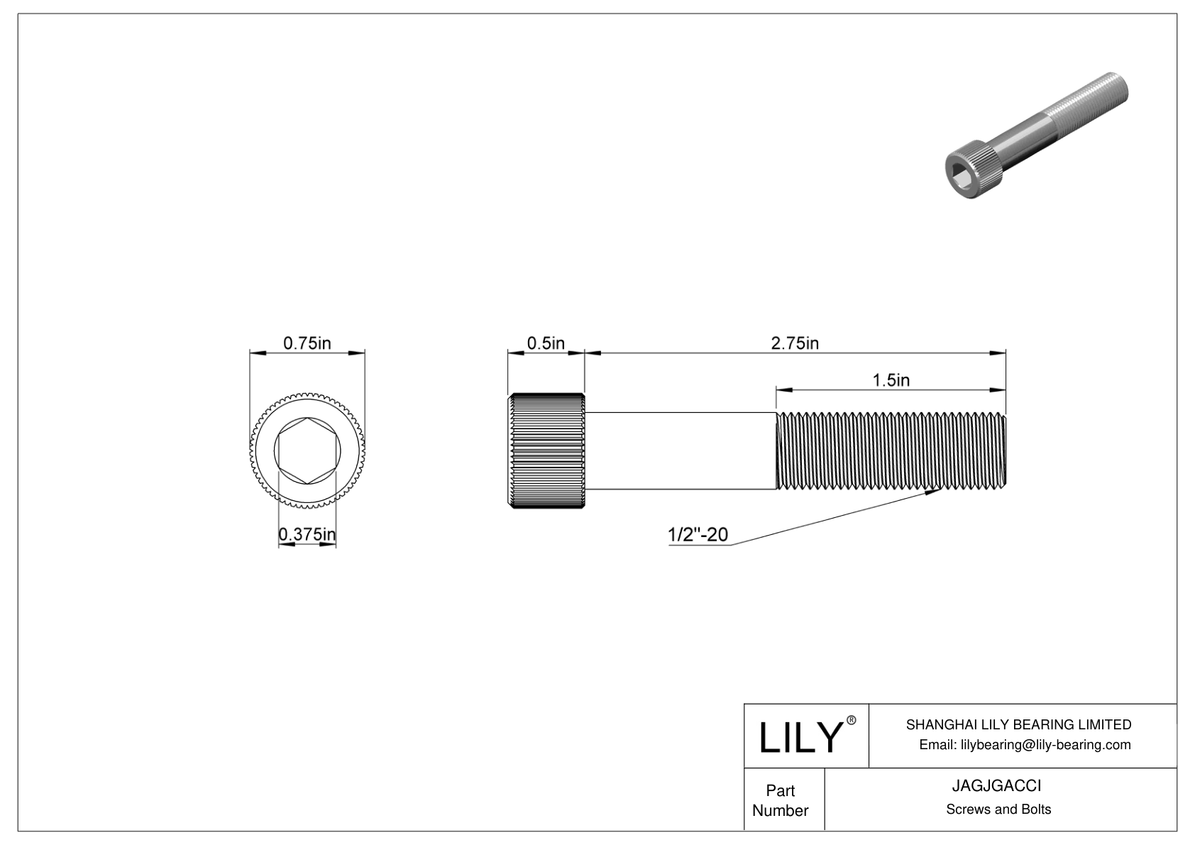 JAGJGACCI 18-8 Stainless Steel Socket Head Screws cad drawing