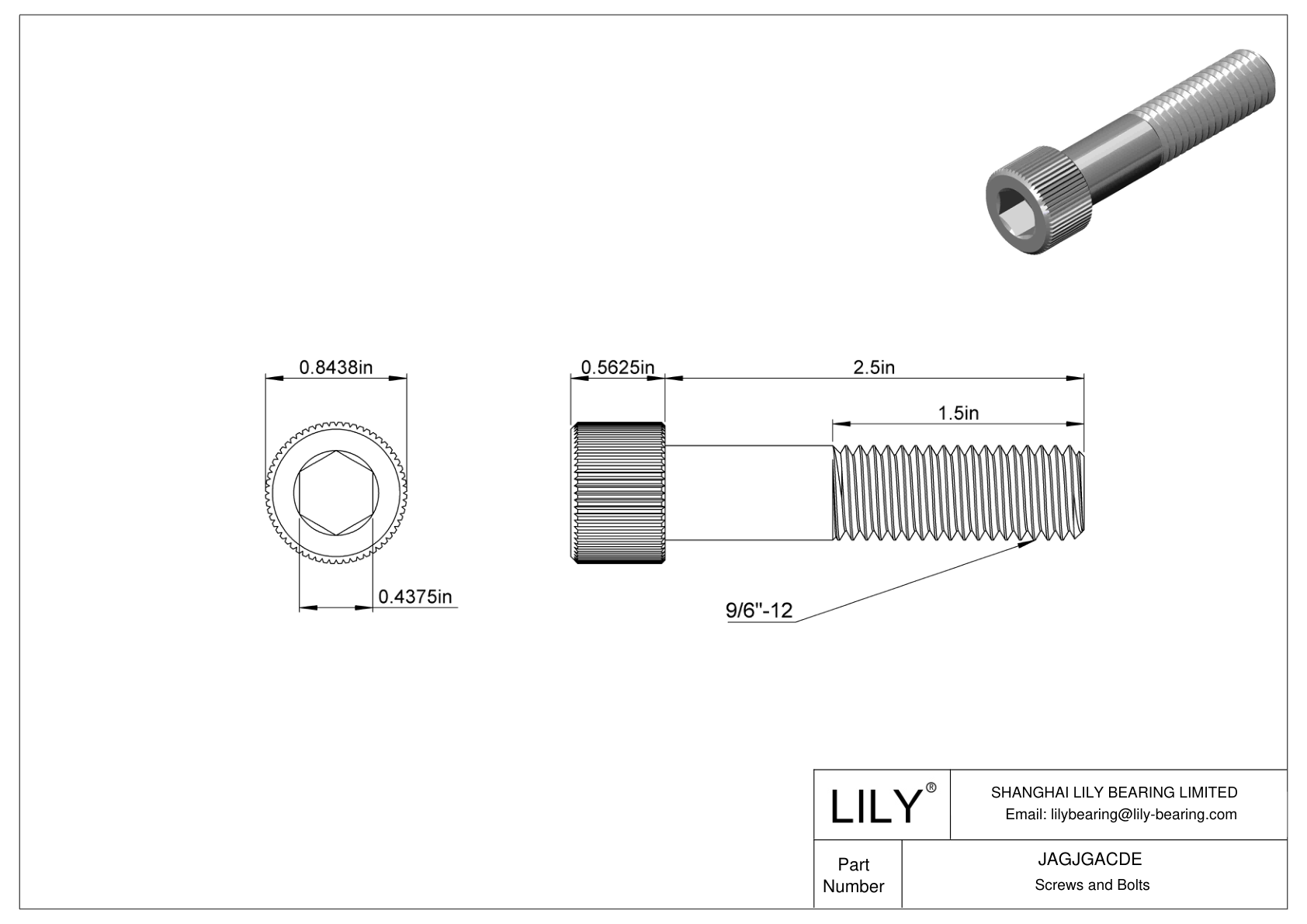 JAGJGACDE 18-8 Stainless Steel Socket Head Screws cad drawing