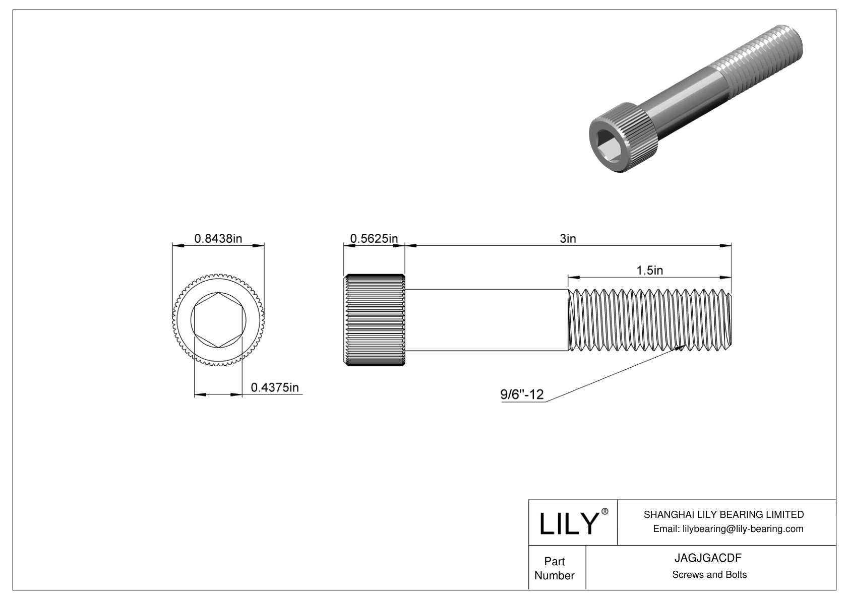 JAGJGACDF 18-8 Stainless Steel Socket Head Screws cad drawing