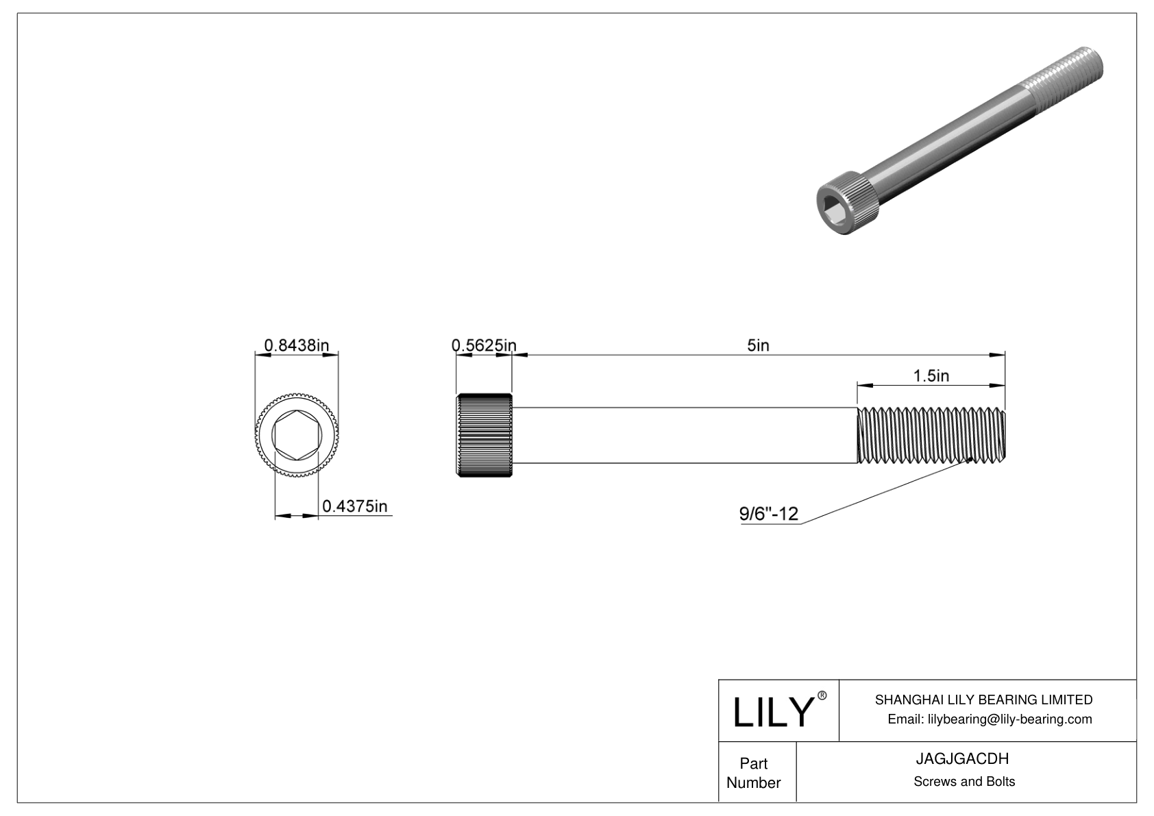 JAGJGACDH 18-8 Stainless Steel Socket Head Screws cad drawing