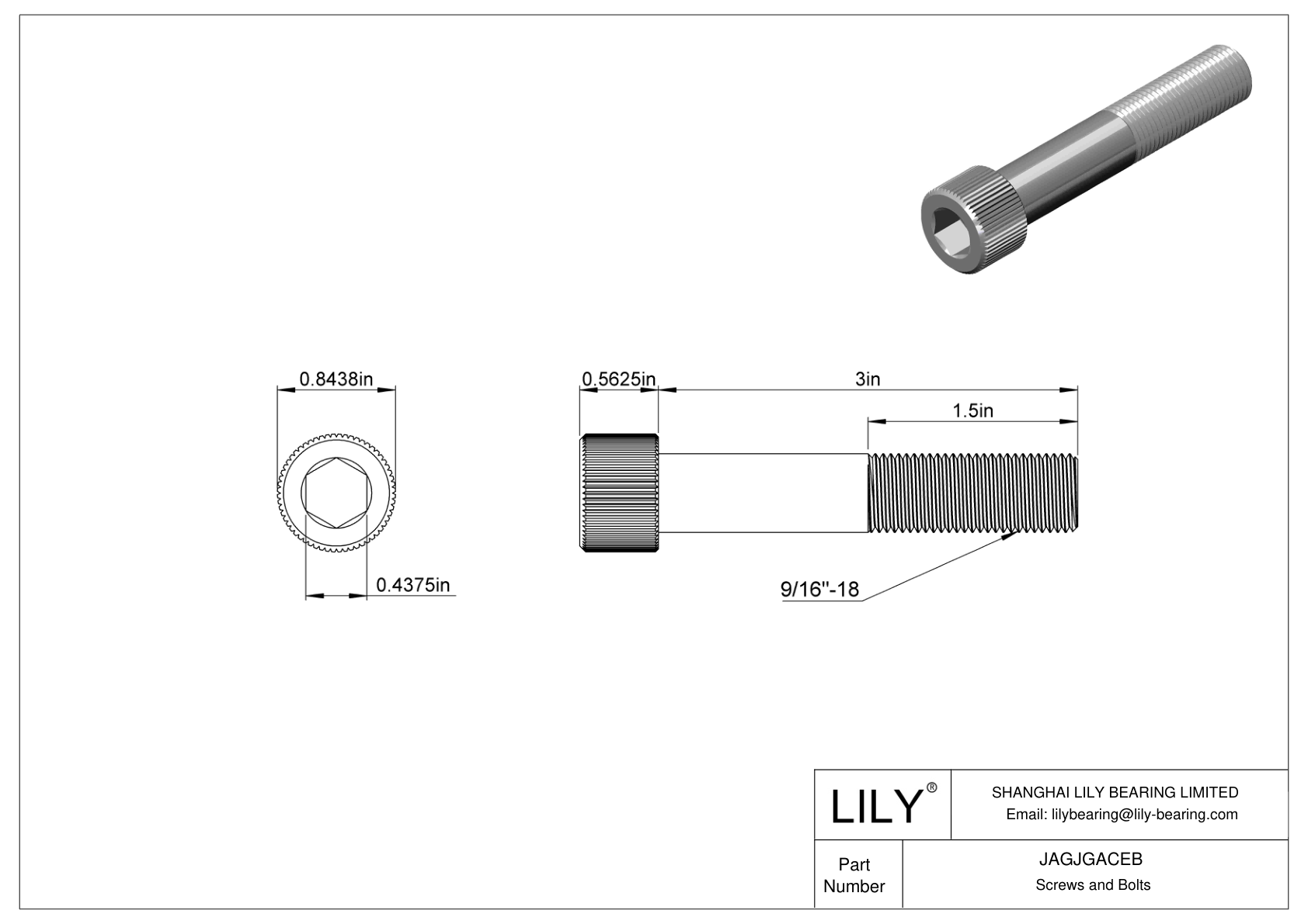 JAGJGACEB 18-8 Stainless Steel Socket Head Screws cad drawing