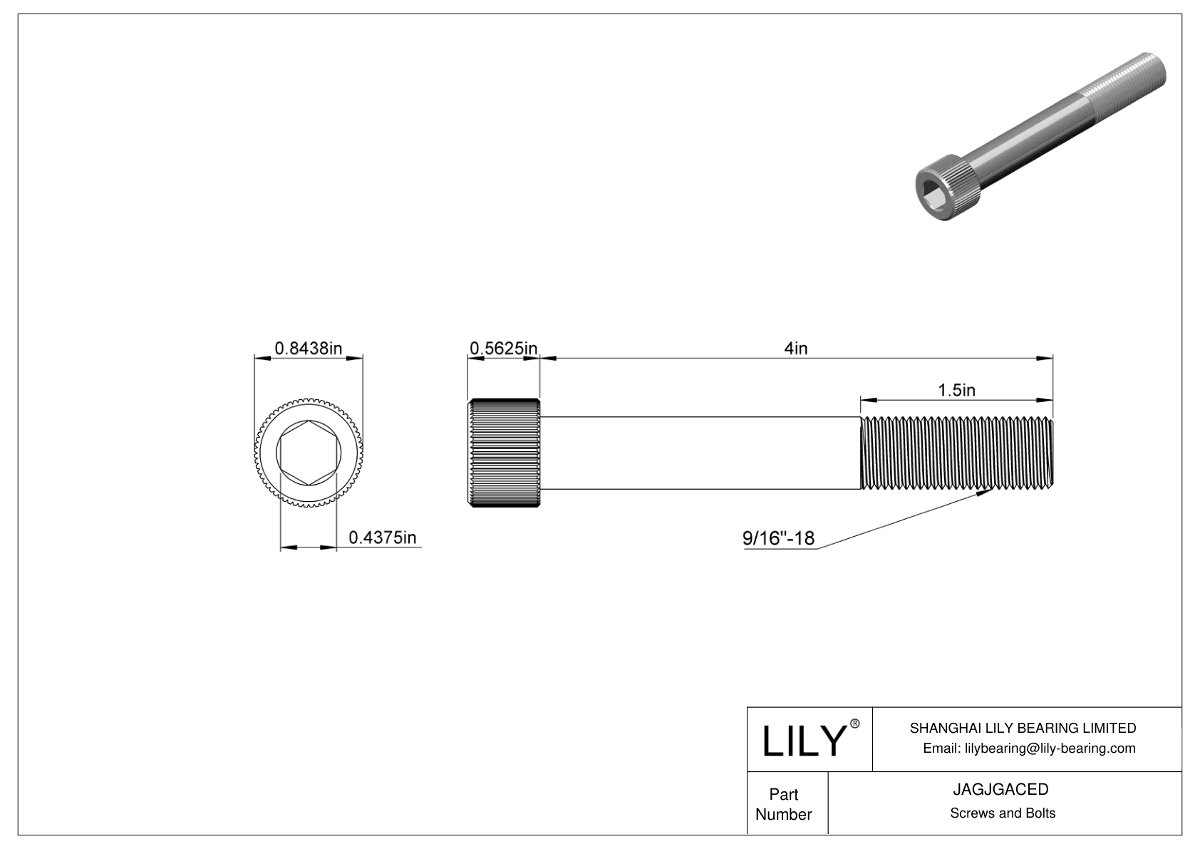 JAGJGACED Tornillos de cabeza cilíndrica de acero inoxidable 18-8 cad drawing