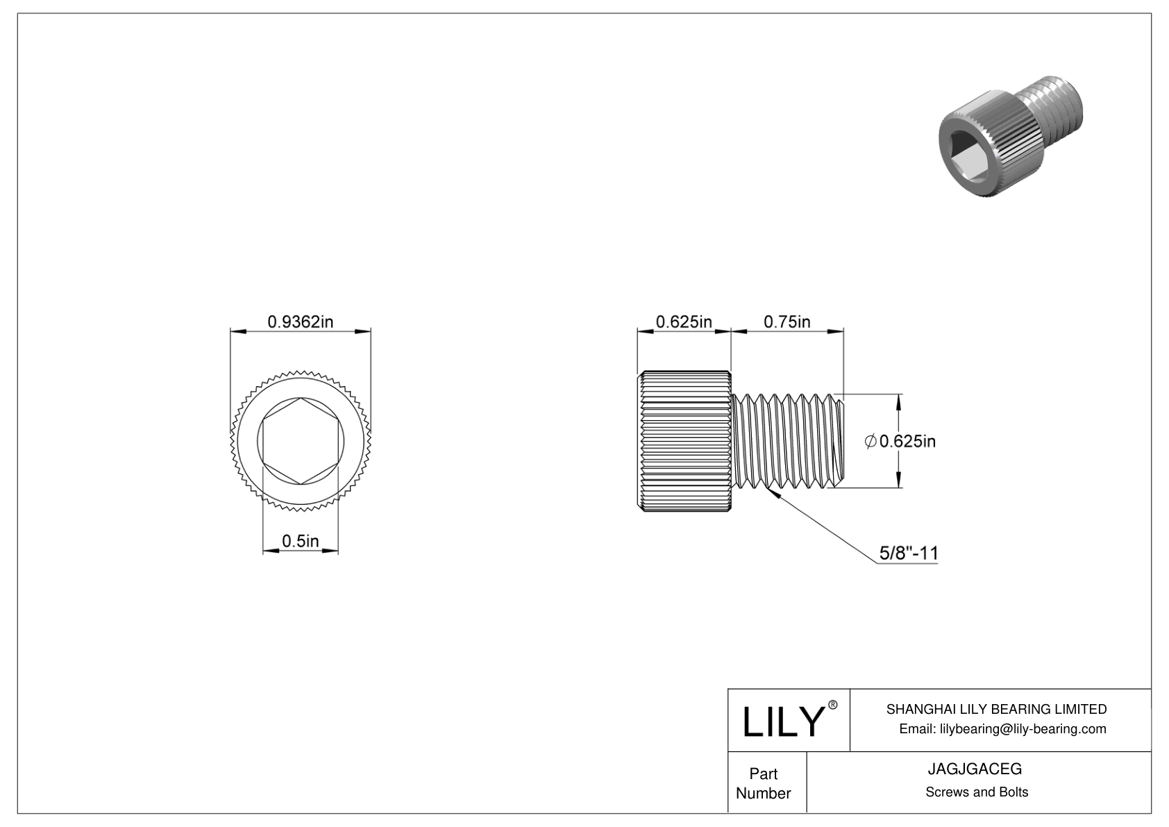 JAGJGACEG Tornillos de cabeza cilíndrica de acero inoxidable 18-8 cad drawing