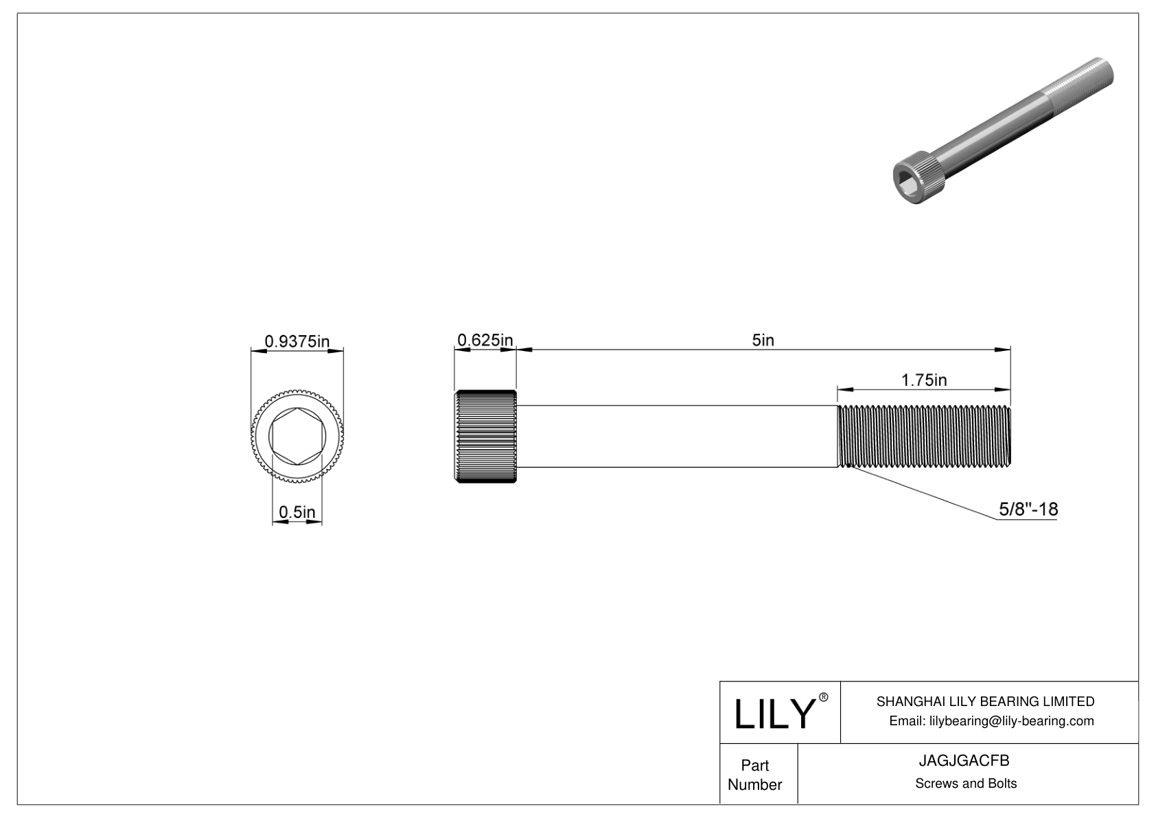 JAGJGACFB 18-8 Stainless Steel Socket Head Screws cad drawing