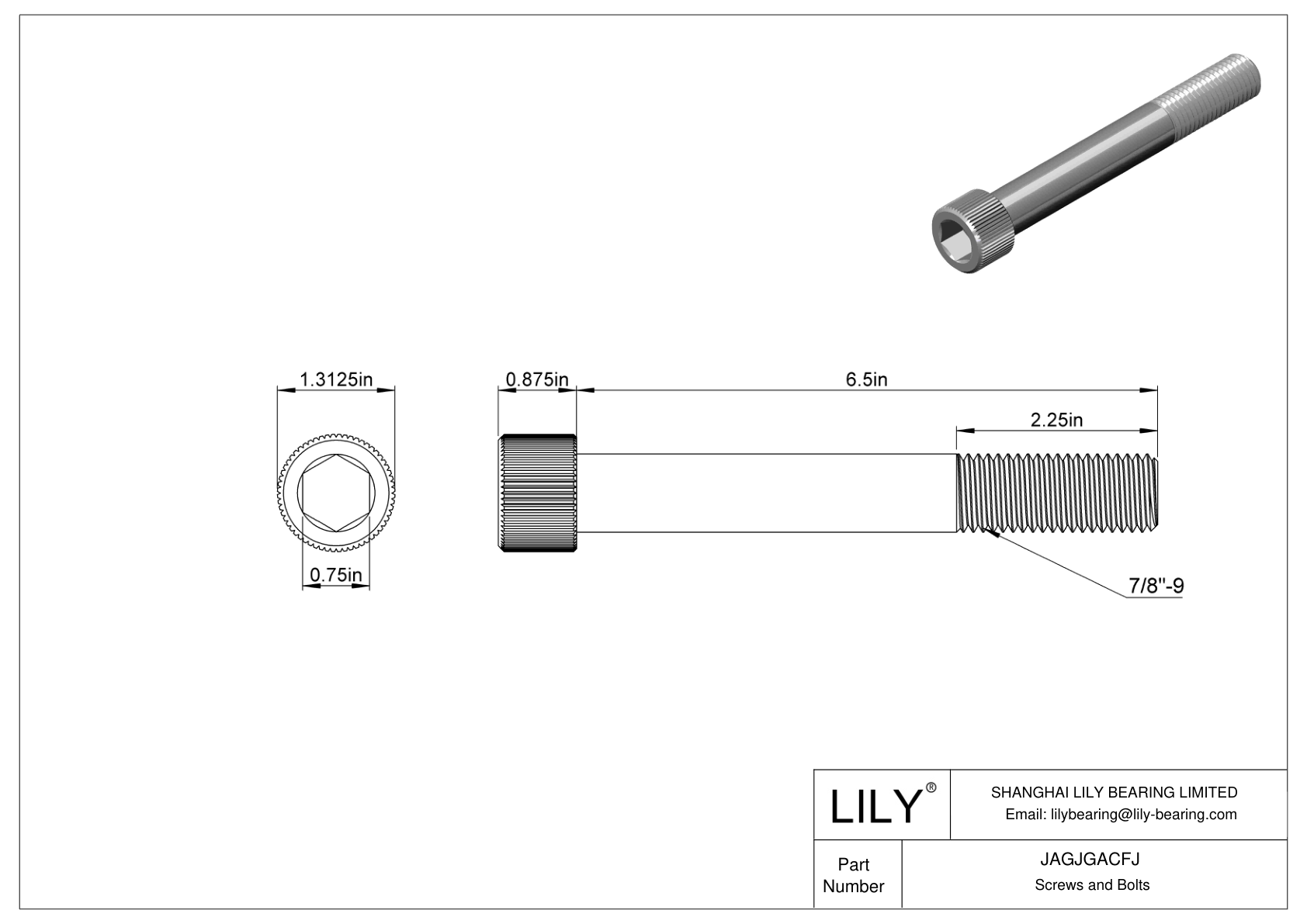 JAGJGACFJ 18-8 Stainless Steel Socket Head Screws cad drawing