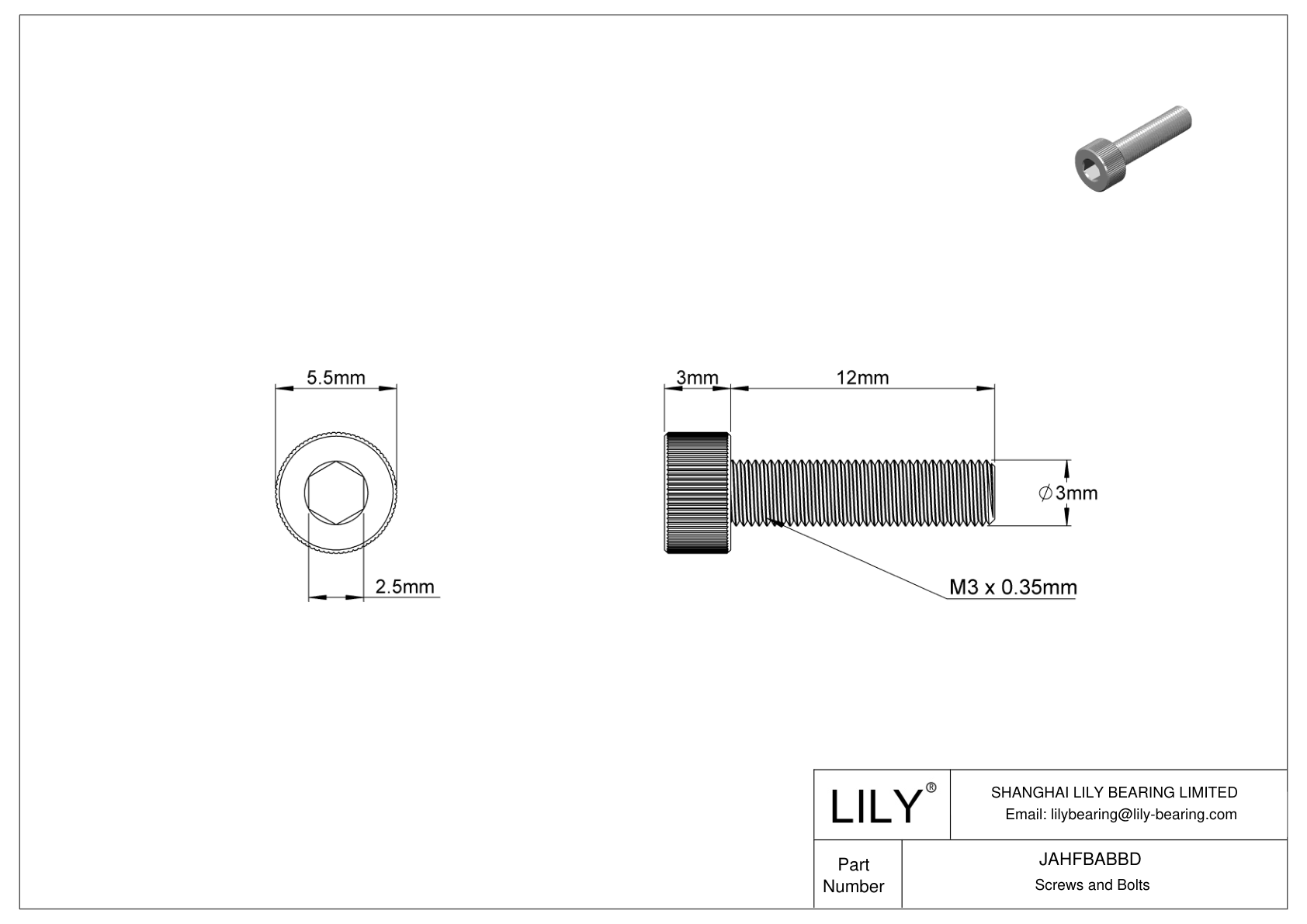 JAHFBABBD Tornillos de cabeza cilíndrica de acero inoxidable 18-8 cad drawing