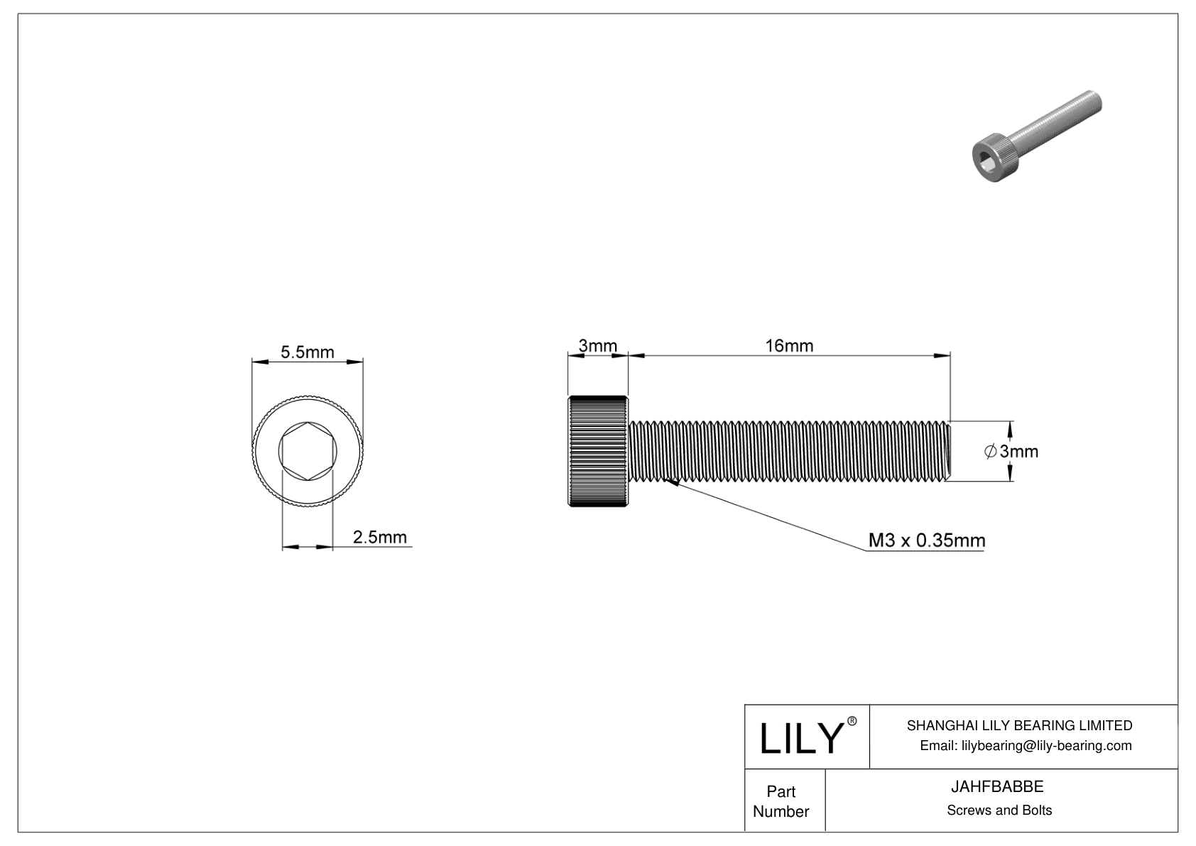 JAHFBABBE Tornillos de cabeza cilíndrica de acero inoxidable 18-8 cad drawing