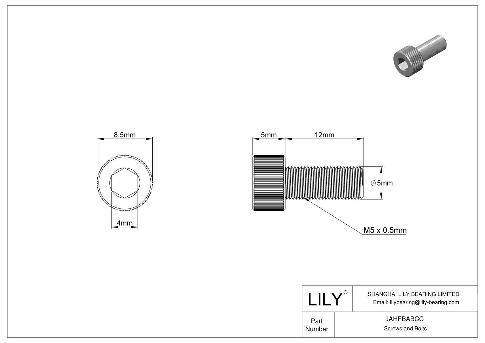 JAHFBABCC Tornillos de cabeza cilíndrica de acero inoxidable 18-8 cad drawing