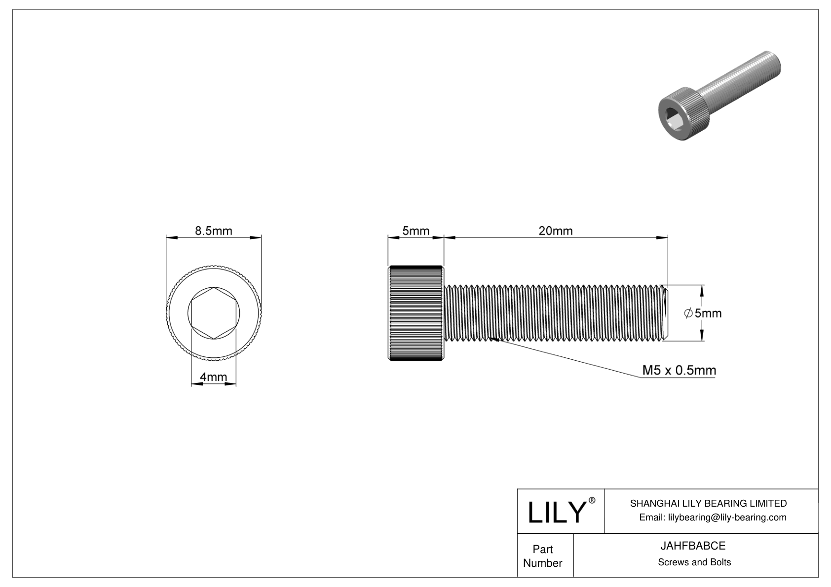 JAHFBABCE 18-8 Stainless Steel Socket Head Screws cad drawing