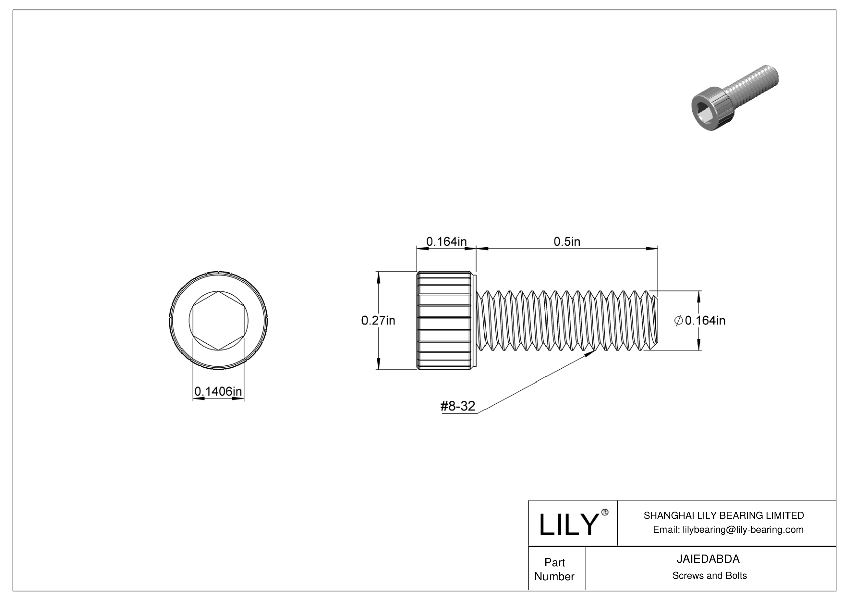 JAIEDABDA Cleaned and Bagged 18-8 Stainless Steel Socket Head Screws for High Vacuum cad drawing