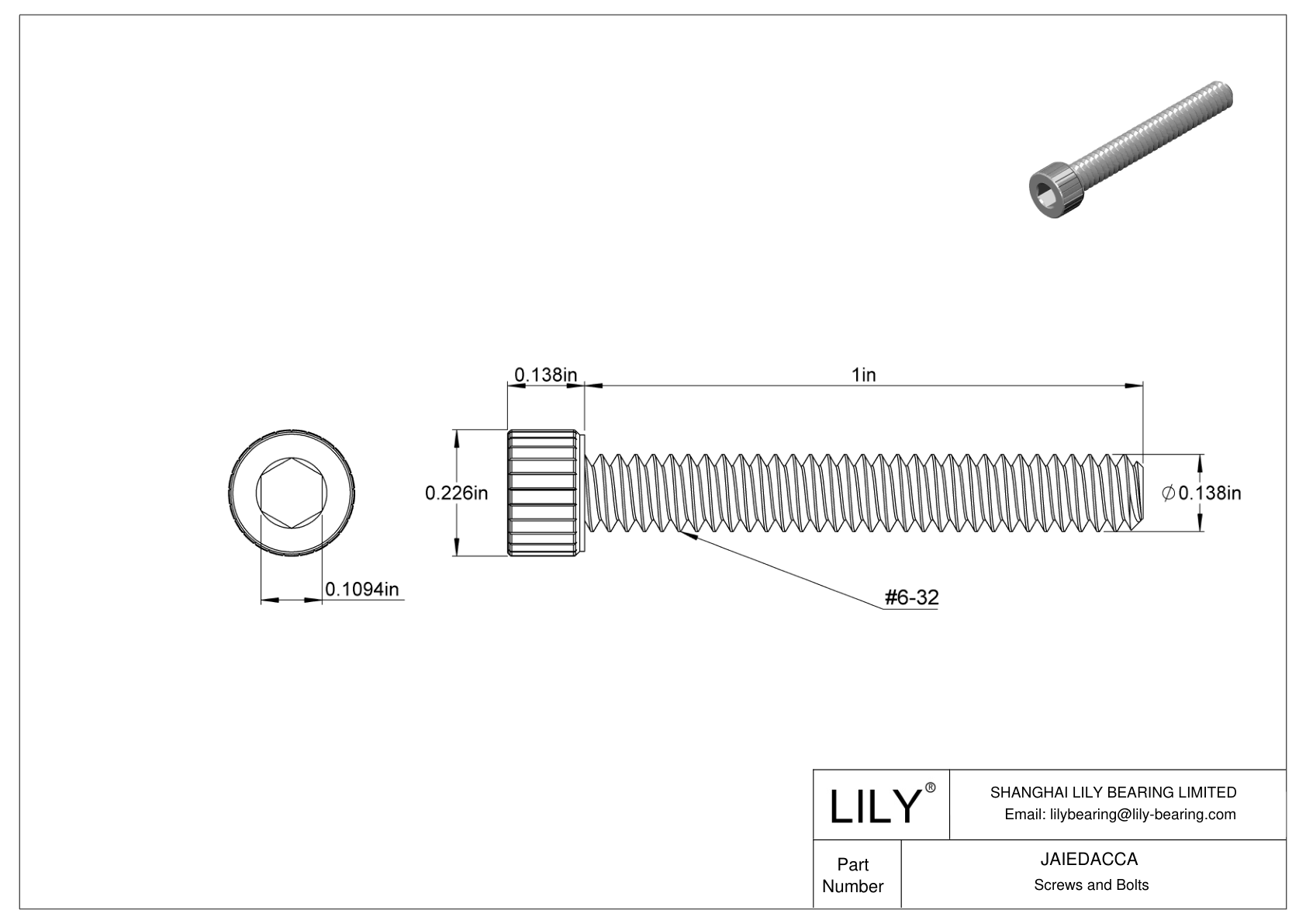 JAIEDACCA 清洁并装袋的 18-8 不锈钢内六角螺钉，适用于高真空环境 cad drawing