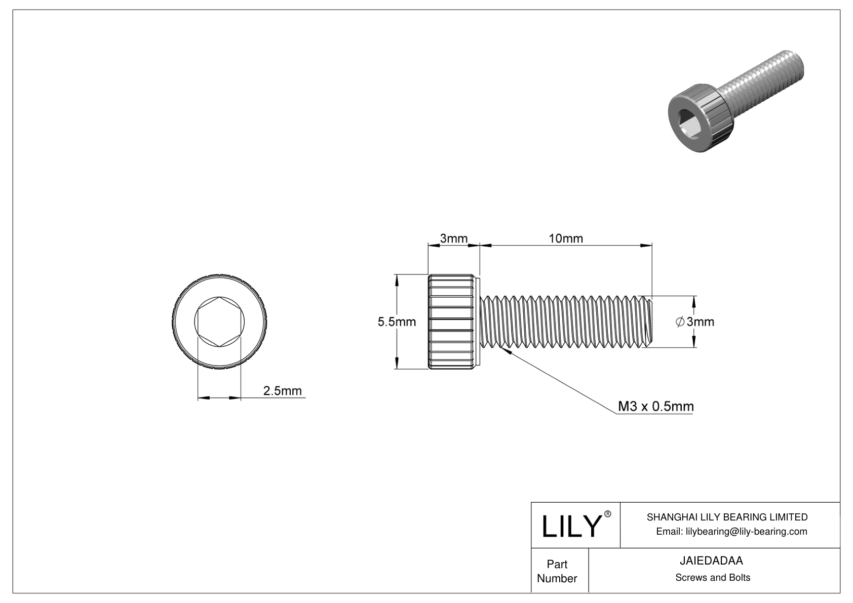 JAIEDADAA Cleaned and Bagged 18-8 Stainless Steel Socket Head Screws for High Vacuum cad drawing