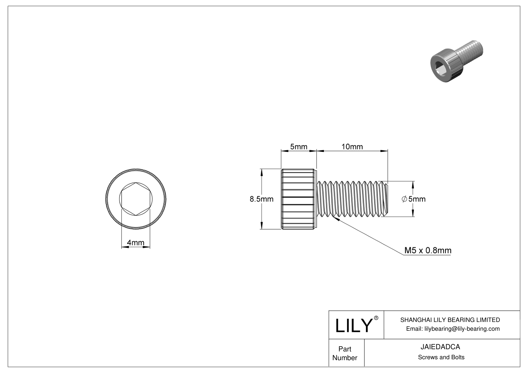 JAIEDADCA Tornillos de cabeza cilíndrica de acero inoxidable 18-8 limpios y embolsados para alto vacío cad drawing