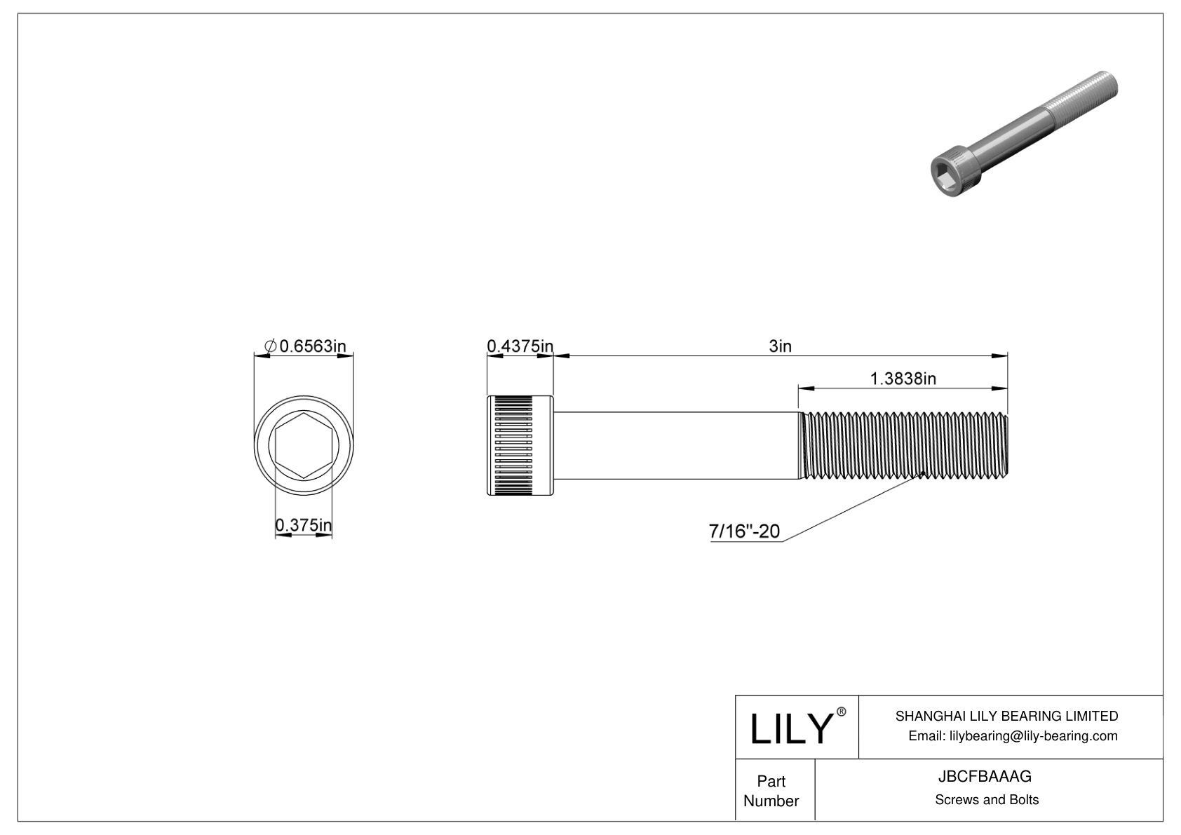 JBCFBAAAG 合金钢内六角螺钉 cad drawing