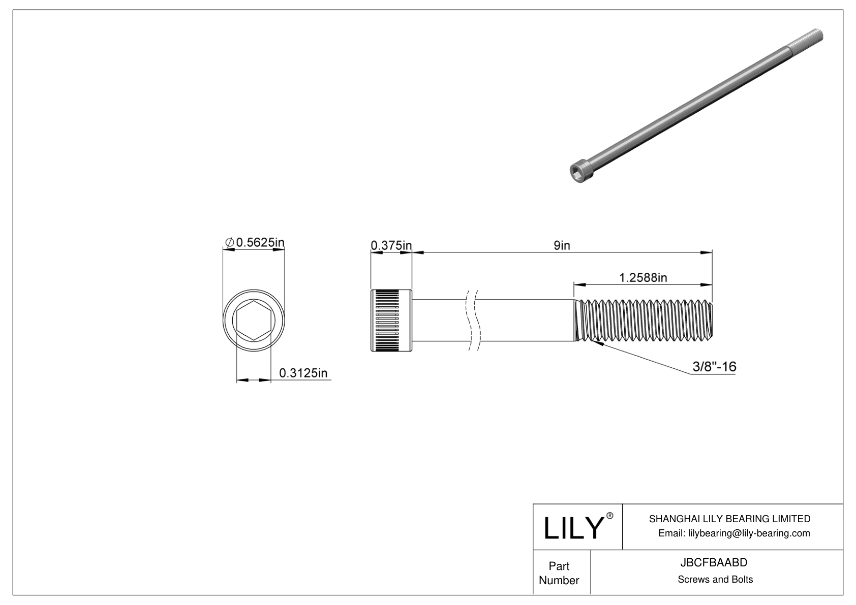 JBCFBAABD Alloy Steel Socket Head Screws cad drawing