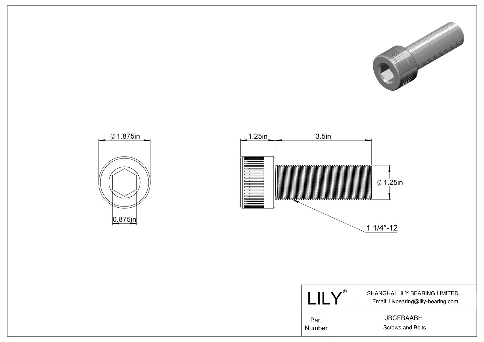 JBCFBAABH Tornillos de cabeza cilíndrica de acero aleado cad drawing