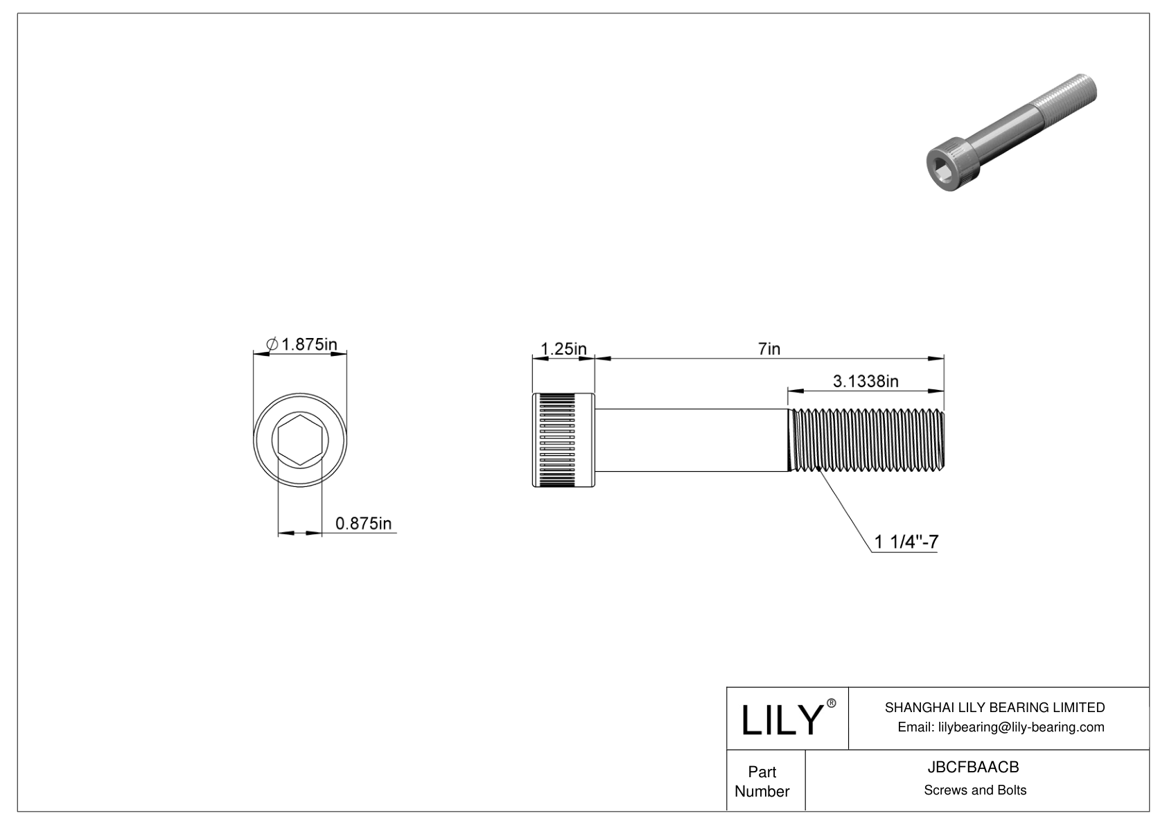 JBCFBAACB 合金钢内六角螺钉 cad drawing