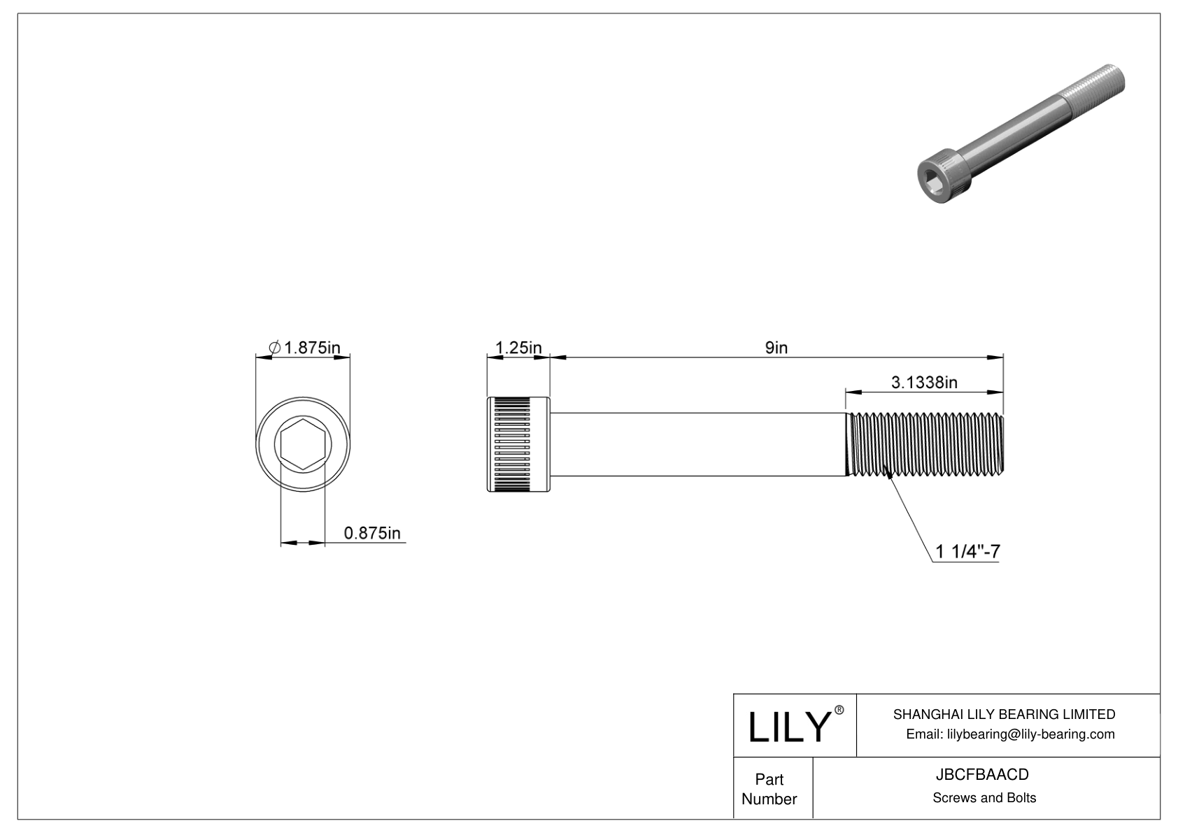 JBCFBAACD Tornillos de cabeza cilíndrica de acero aleado cad drawing