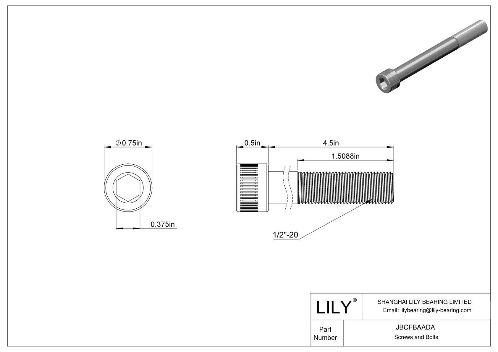 JBCFBAADA Alloy Steel Socket Head Screws cad drawing