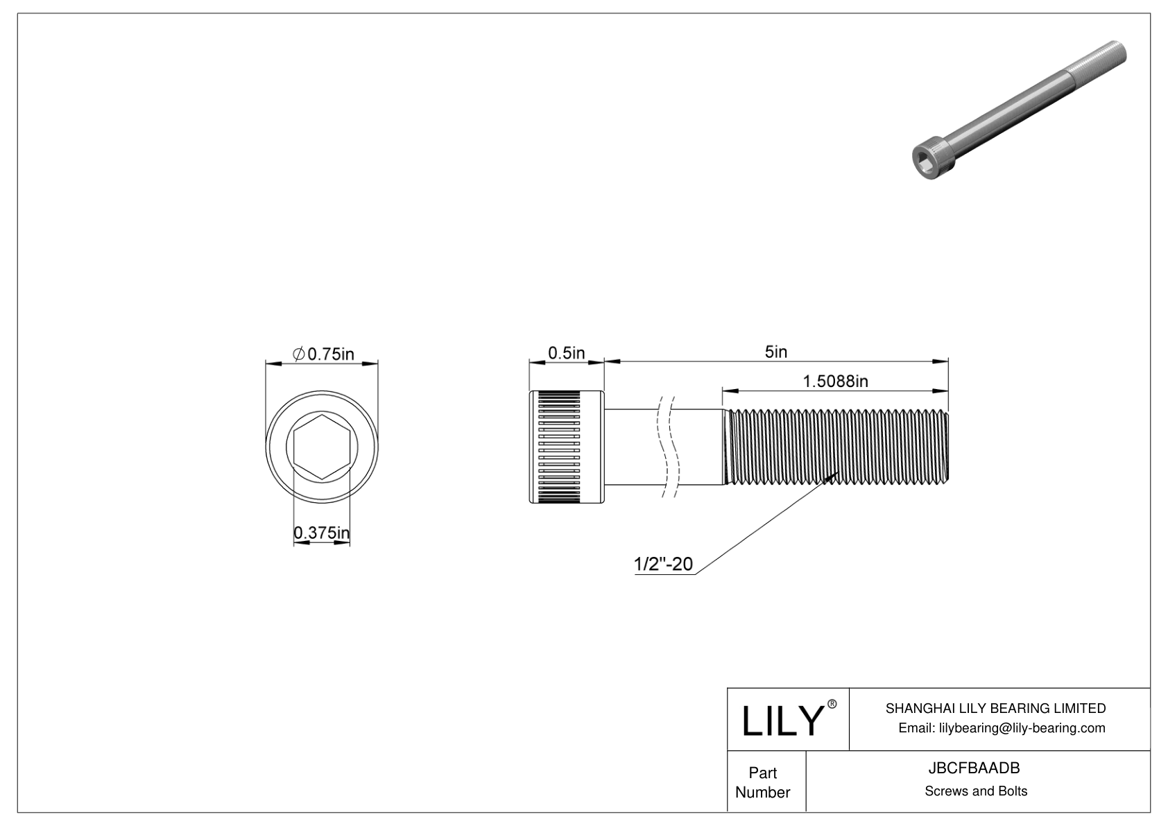 JBCFBAADB 合金钢内六角螺钉 cad drawing