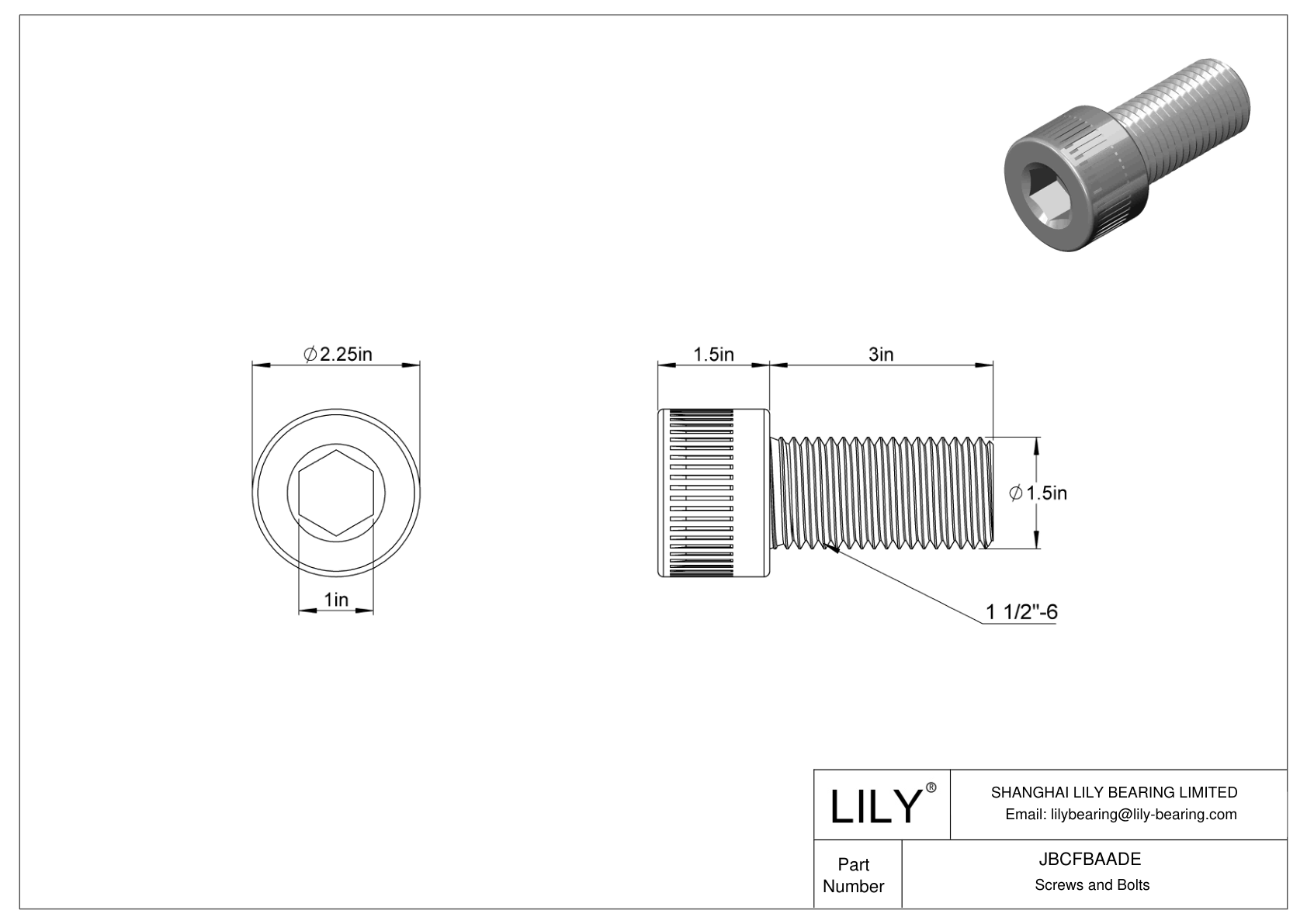 JBCFBAADE Tornillos de cabeza cilíndrica de acero aleado cad drawing