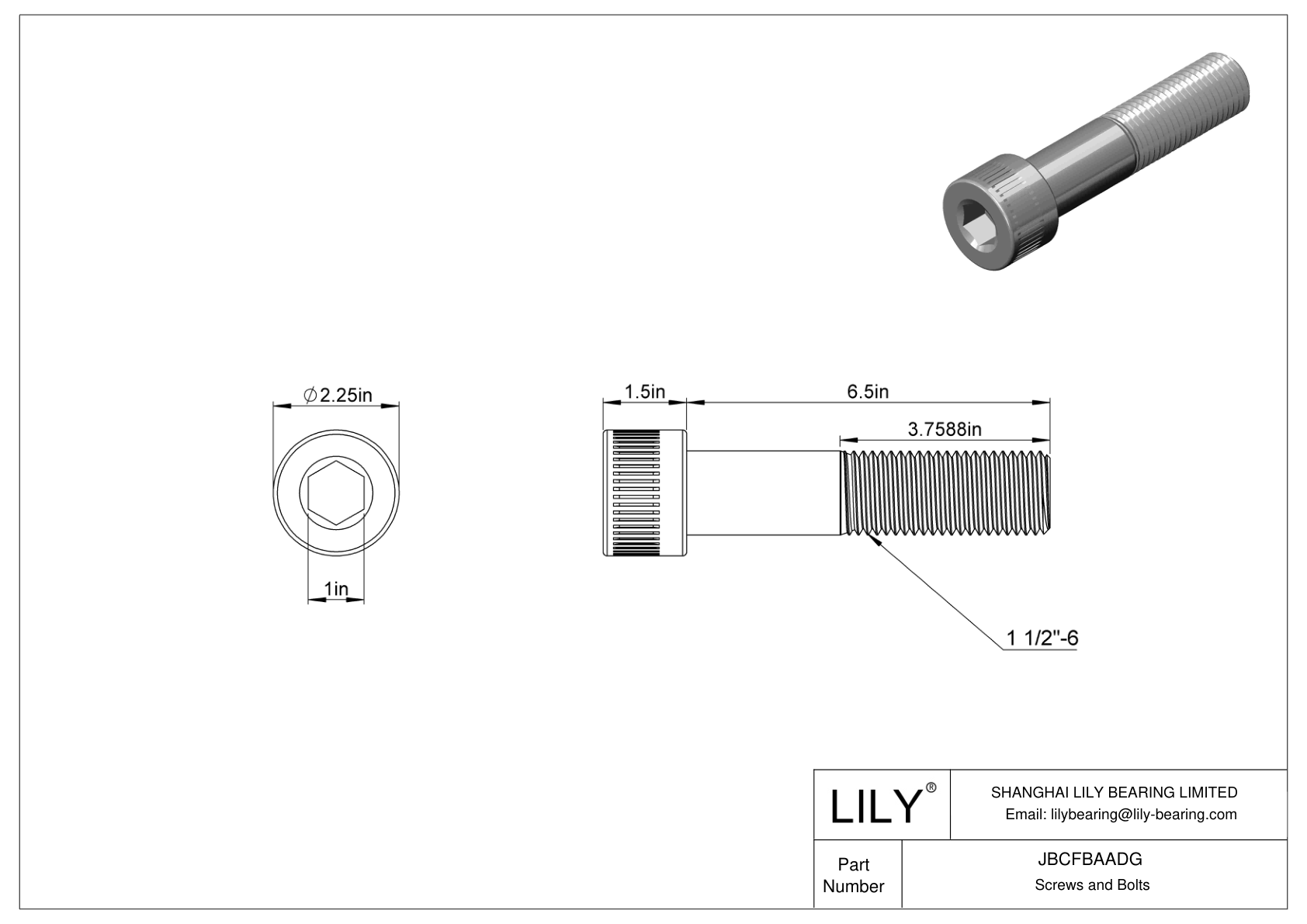 JBCFBAADG Tornillos de cabeza cilíndrica de acero aleado cad drawing