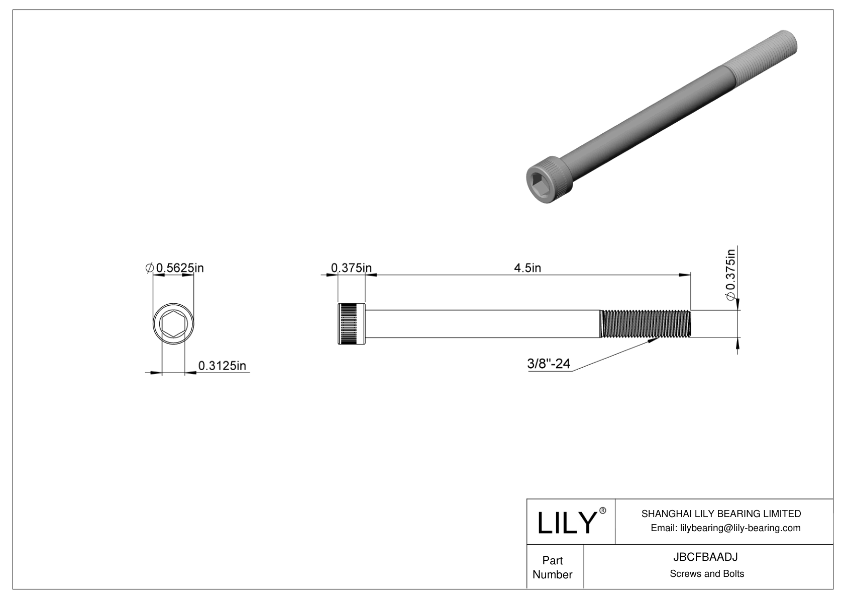 JBCFBAADJ Tornillos de cabeza cilíndrica de acero aleado cad drawing