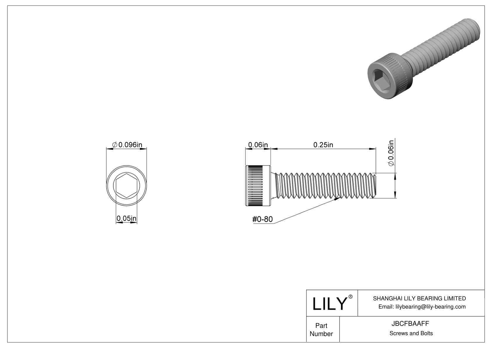 JBCFBAAFF Alloy Steel Socket Head Screws cad drawing