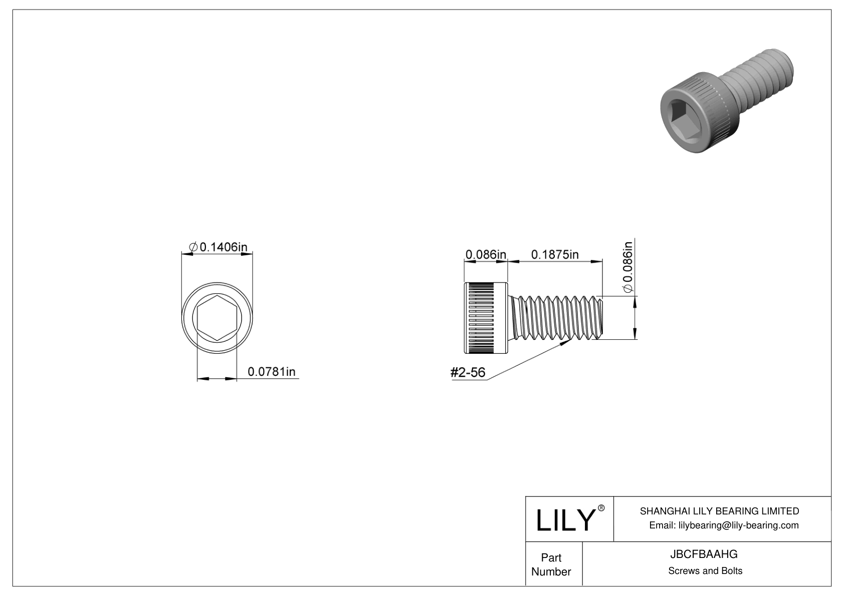 JBCFBAAHG Alloy Steel Socket Head Screws cad drawing