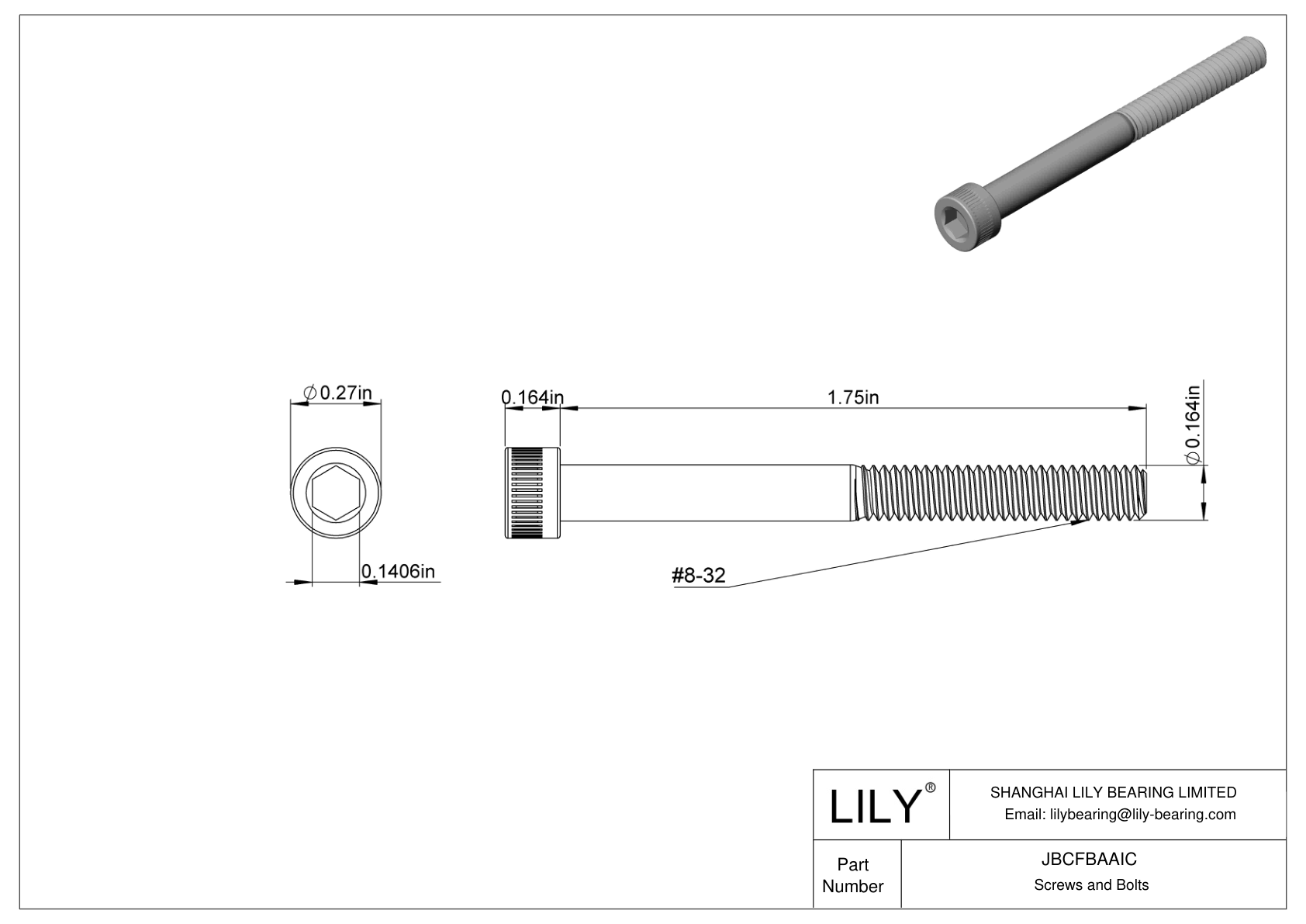 JBCFBAAIC 合金钢内六角螺钉 cad drawing